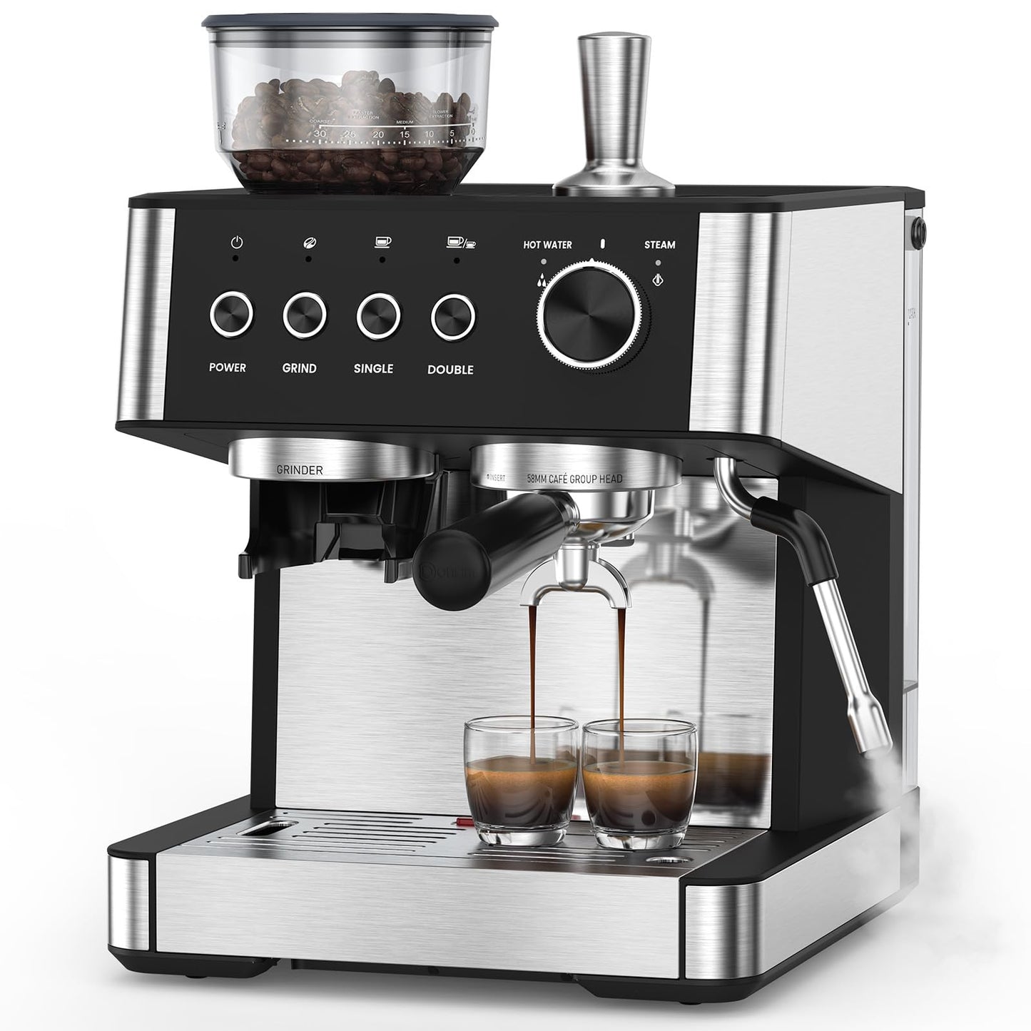 (2026 Upgrade) Espresso Machine with Grinder, Expresso Machines for Home, 20 Bar Expresso Coffee Machines with Milk Frother & Tamping Tools,Espresso Maker with Grinder for Lattes, Cappuccinos