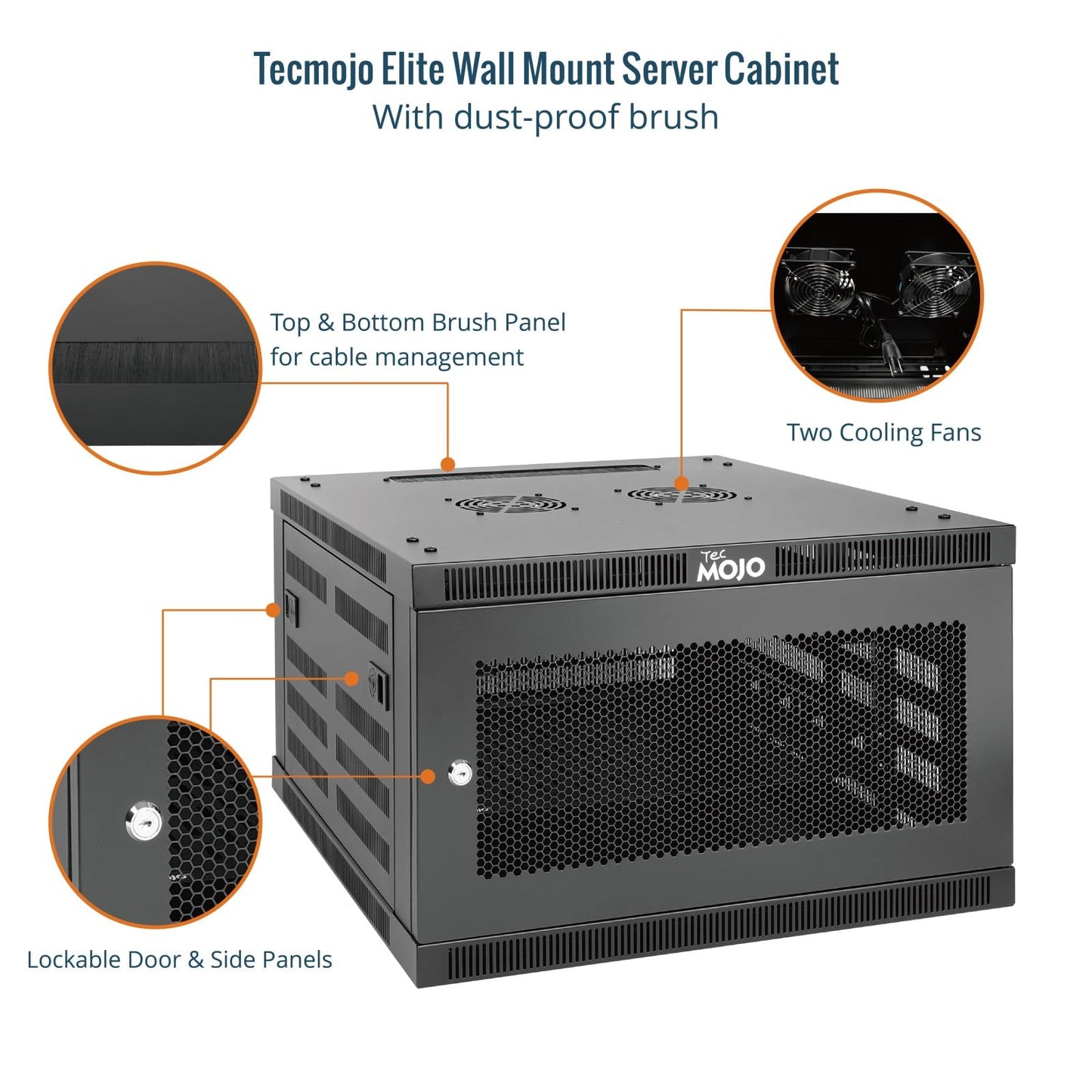 Tecmojo 6U Wall Mount Rack Cabinet, Heavy-Duty 176 Lbs High Load Capacity, 19” Enclosed Server Network Rack with Mesh Door, 23.6” Deep – Elite Collection