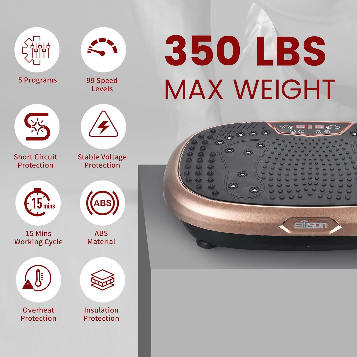 EILISON FitMaxx 3D XL Vibration Plate Exercise Machine - Whole Body Workout Vibration Platform w/Loop Bands - Lymphatic Drainage Machine for Weight Loss, Shaping, Recovery (Fitpro Brown)