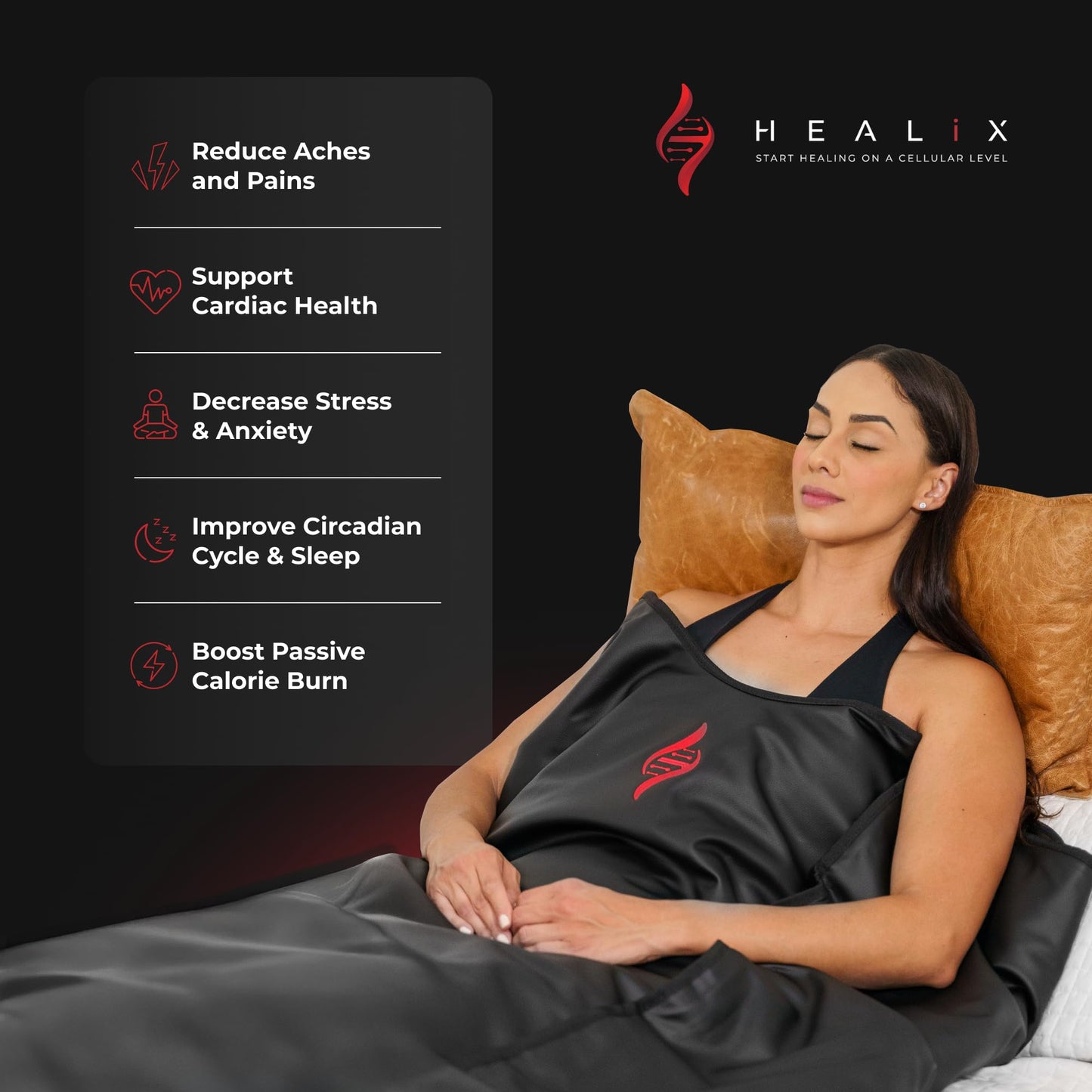 Healix Infrared Sauna Blanket Zero EMF | Portable Home Sauna Blanket for Relaxation & Wellness | Far Infrared Heating, Adjustable Temp (77–176°F), Carbon Fiber Heating, Zipper Seam