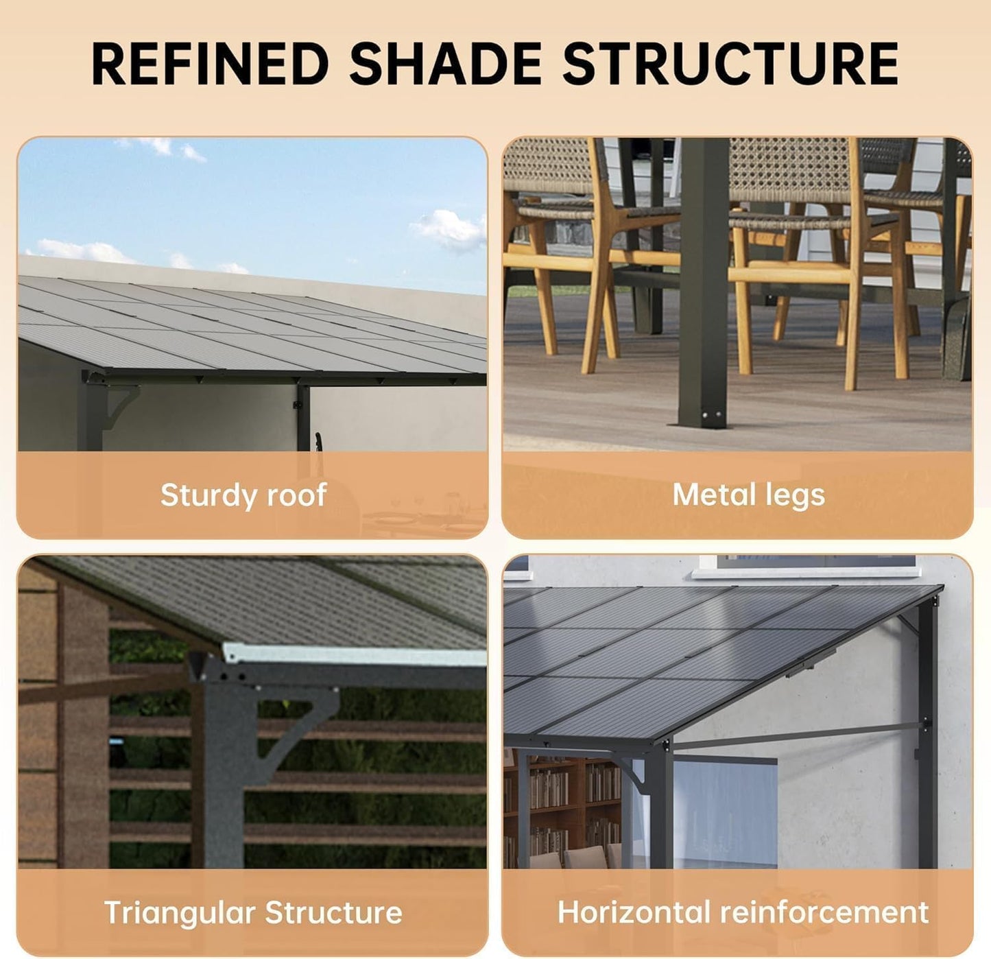 10'X12' Hardtop Wall Mounted Gazebo with Gutters & Galvanized Steel Roof, 60MPH Wind Resistance, Lean to Gazebo Pergola with Sloped Roof for Deck, Porch, Backyard and More, Black