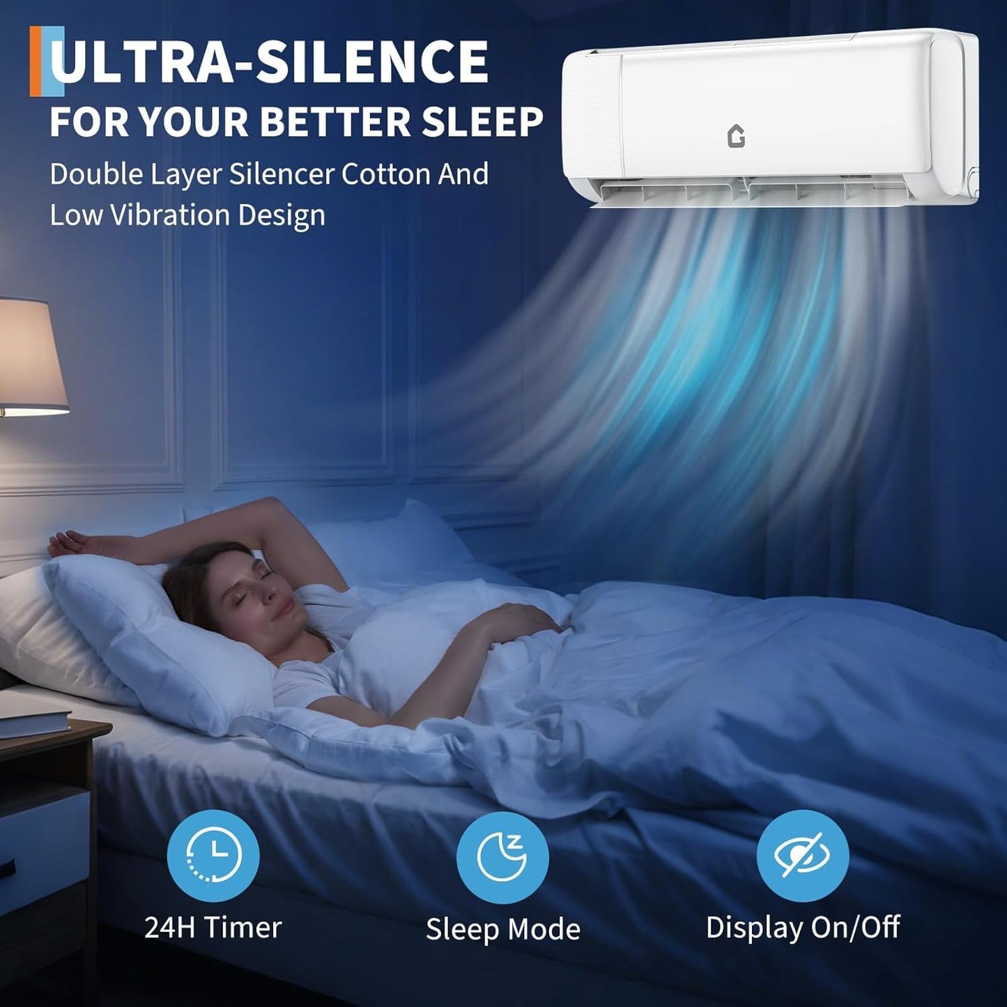 Garvee 12,000 BTU Mini Split Air Conditioner & Heat Pump, 21 SEER2 Ductless Inverter, Smart WiFi, DIY Install Kit, Quiet Operation, Remote, Covers 750 Sq.Ft, 230v, High Efficiency, 5-Year Warranty