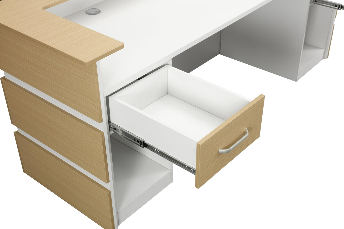 Mares 87" Wood Office Reception Desk Counter & Drawers w/Telescopic Rails & Chrome Handles | Cable Grommet Holes | Option to Add Logo | Front Table Furniture Nail Hair Beauty Salon Spa Restaurant