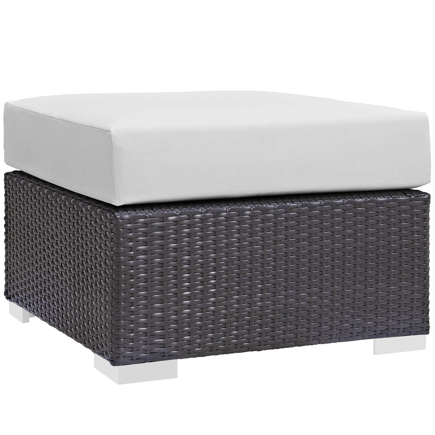Modway Convene Wicker Rattan 3-Piece Outdoor Patio Furniture Set in Espresso White