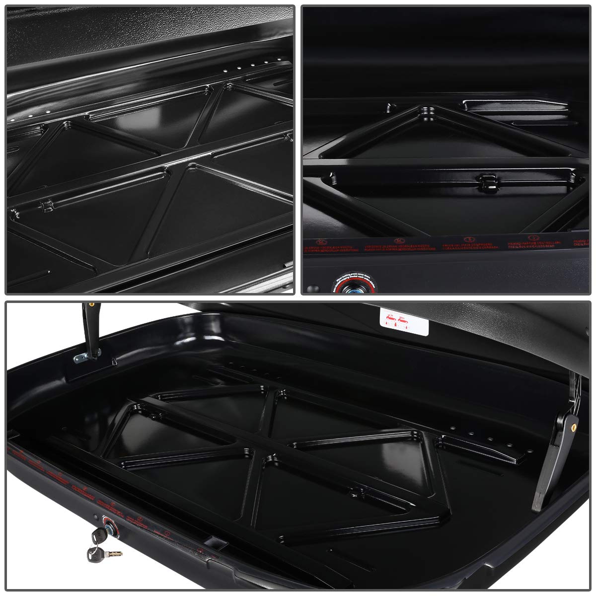 DNA Motoring PT-ZTL-8100-BK Adjustable 120cm Aluminum Roof Rail Cross Bars+Cargo Box w/Lock+Keys,Silver / Black