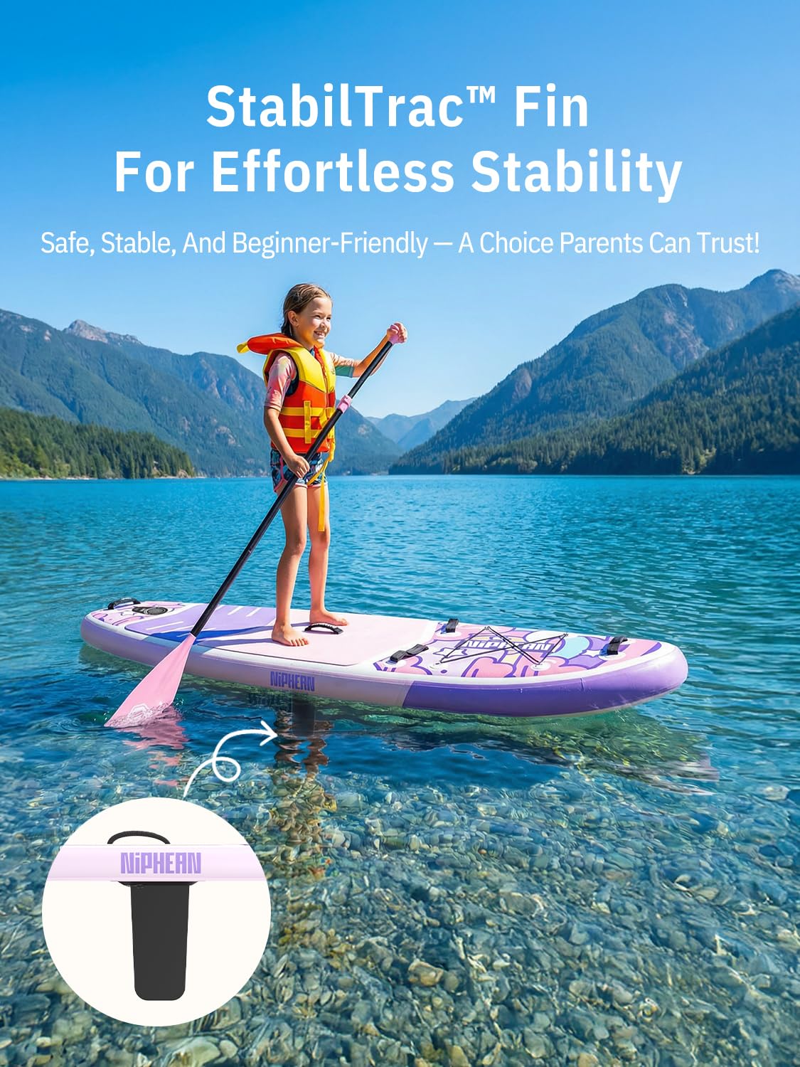 Niphean Inflatable Stand Up Paddle Board with Stabiltrac Fin Design and SUP Accessories, Anti-Slip EVA Deck, 10’6’’ Inflatable Paddle Boards for Adults & Youth of All Skill Levels