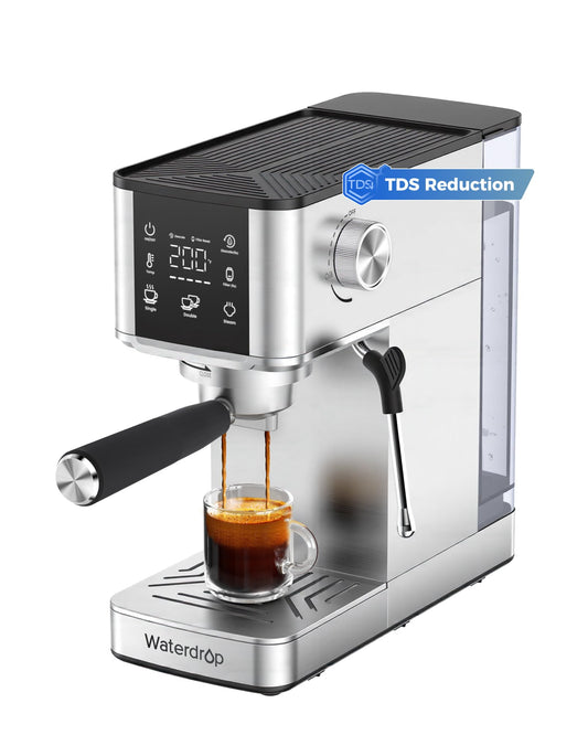 Waterdrop MC-02C Semi-Automatic Espresso Machine, TDS Reduction Preserves Beneficial Minerals, 20 Bar Pressure, Coffee Maker with 40oz Water Tank, Powerful Steam Wand for Lattes, Cappuccinos and More