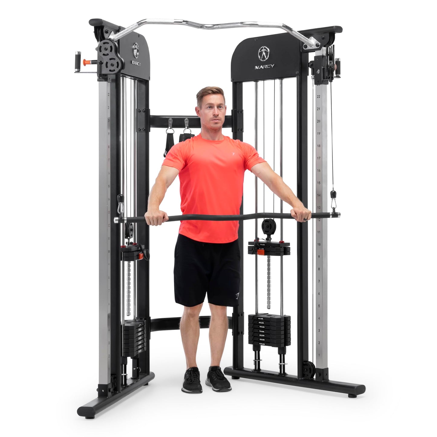 Marcy Strength Training Multi-Functional Trainer with 200 lb Weight Stacks, 2:1 Ratio Cable Pulley Station Home Gym System MFT-942