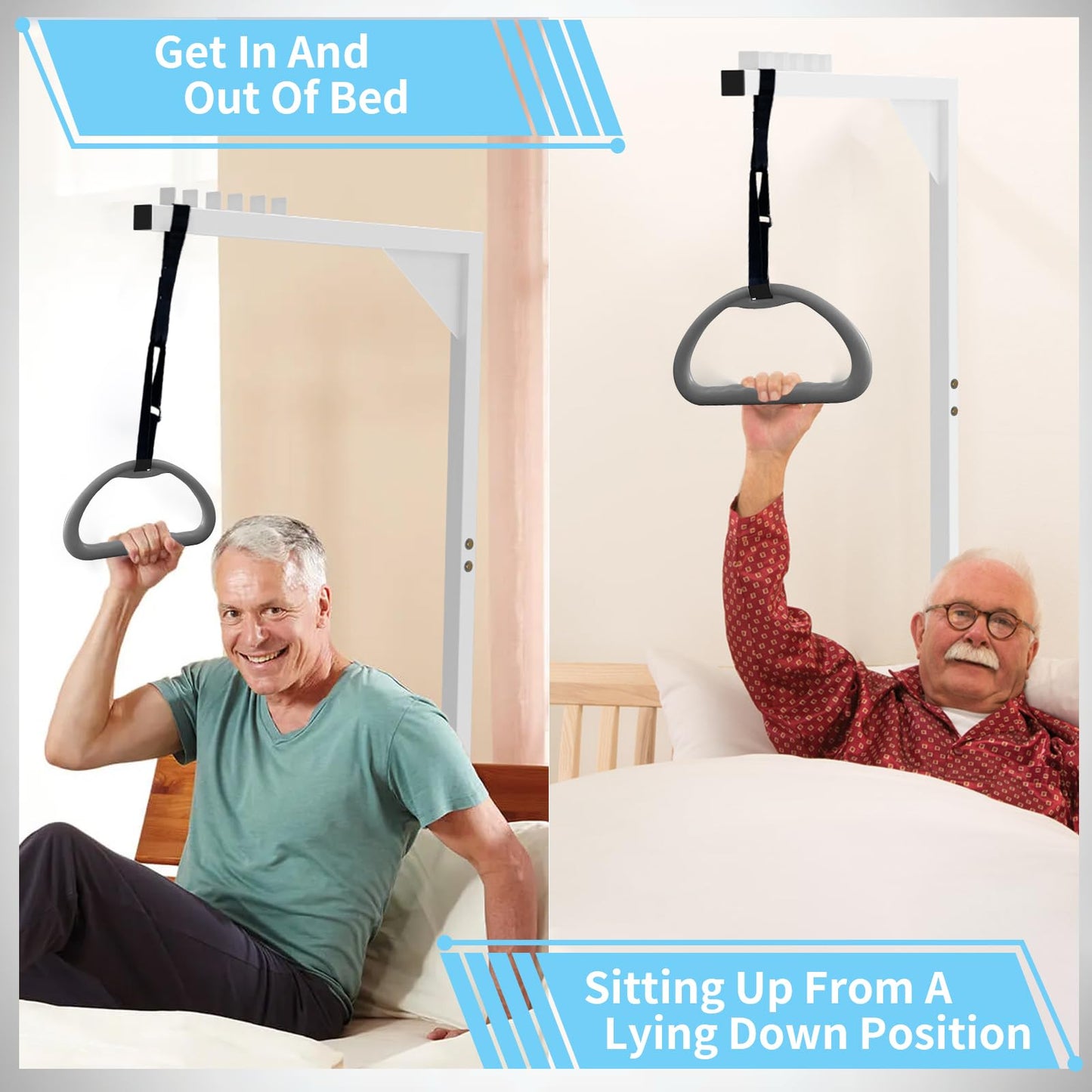 Bed Trapeze, Trapeze Bar For Bed Mobility Patient Aid Hospital Bed Triangle Pull Up Floor Stand Bar Heavy Duty Bed Trapeze For Elderly Assist Aid Quality Materials, Easy to assemble, Works very well.