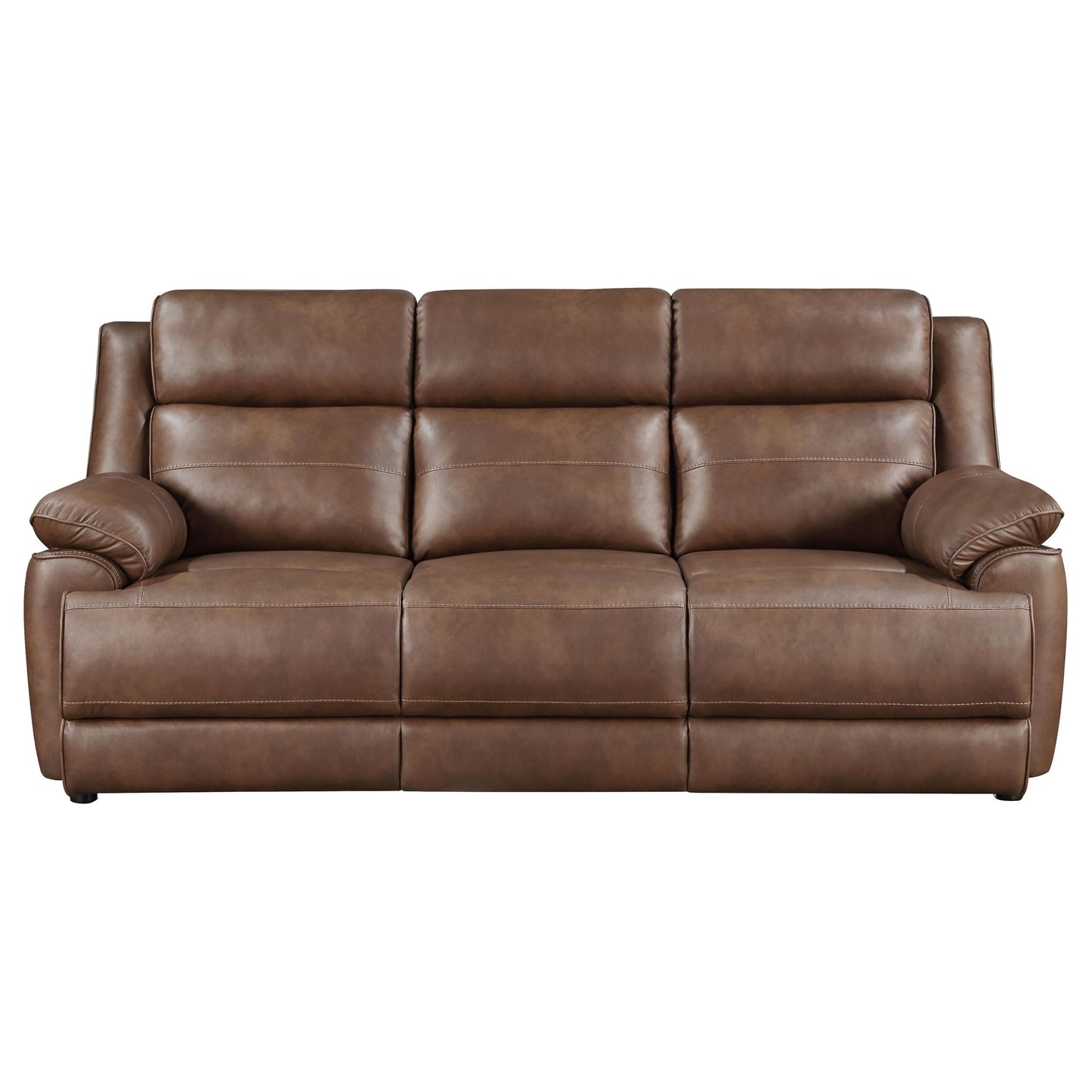 Coaster Home Furnishings - Ellington - Upholstered 3-Seater Sofa with Padded Arm, Faux Leather Upholstery, Pocket Coil Seating and Full Foam Cushions - Transitional - Living Room - Dark Brown - 508281