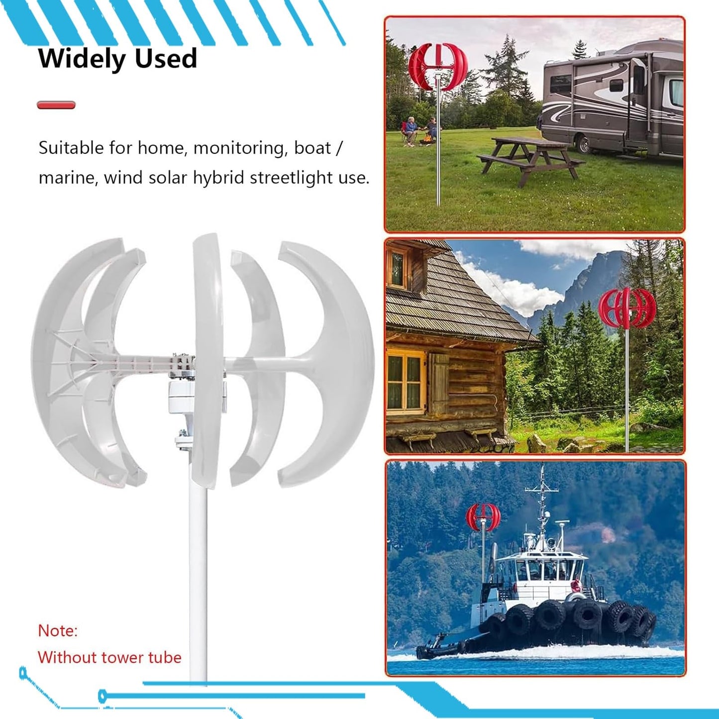 CLPYING Wind Turbine Generator Kit 16000W DC 12V 24V 48V Wind Turbine Vertical, Electricity Producer Equipment, Horizontal Wind Power Generator Kit Power Supplementation(White,48V)