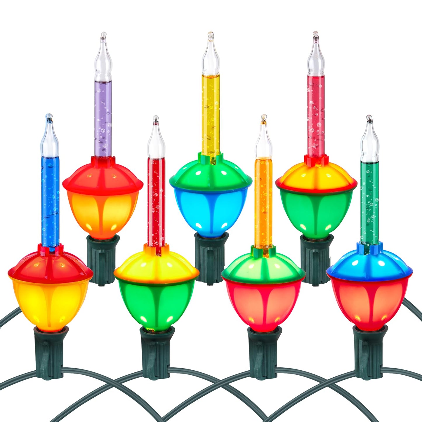 Minetom Bubble String Lights, 9.5FT, 9 Bubble Bulbs, 7 Colors, Copper, Model GYPC-O75AU, Christmas Holiday Decoration