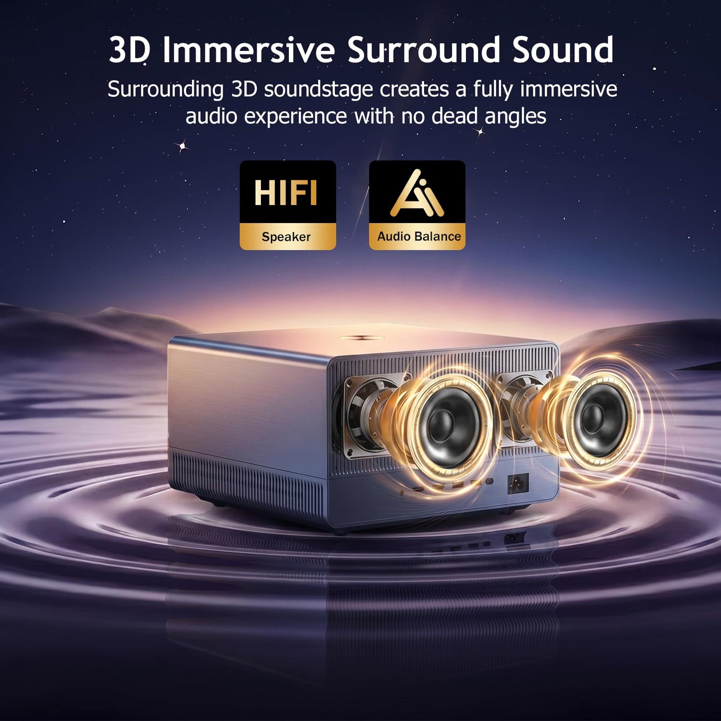 Ecosky Native 4K UHD Projector with Google TV, 3000 ANSI Lumens 4K Smart Projector with WiFi and Bluetooth, AI Auto Focus & Keystone, Dual Hi-Fi Speakers for Home Theater, Outdoor Movies, Gaming