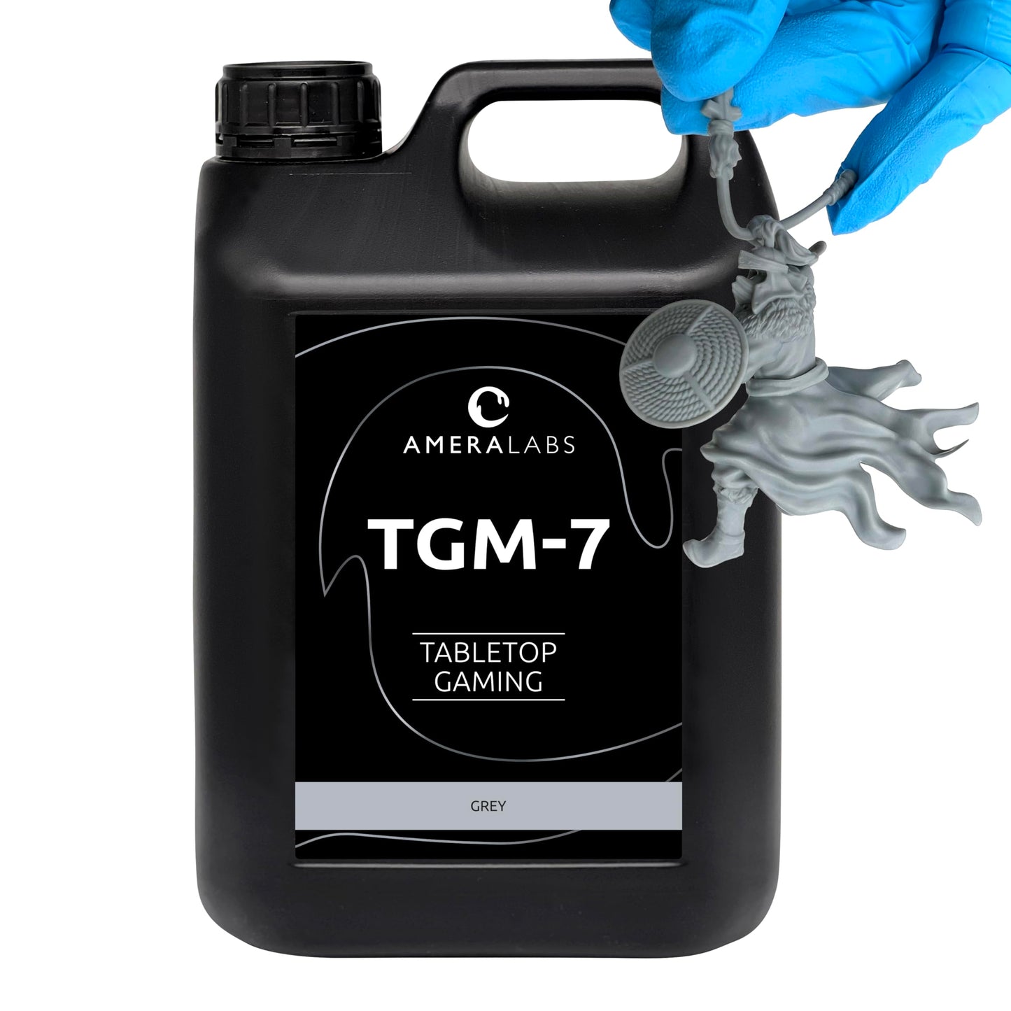 AmeraLabs TGM-7 3D Printer Resin for Tabletop Miniatures – Tough, High Resolution, Low Odor, Fast Curing 3D Printing Liquid for 4K/8K/12K LCD/DLP/SLA UV Resin 3D Printers (Grey, 5kg)