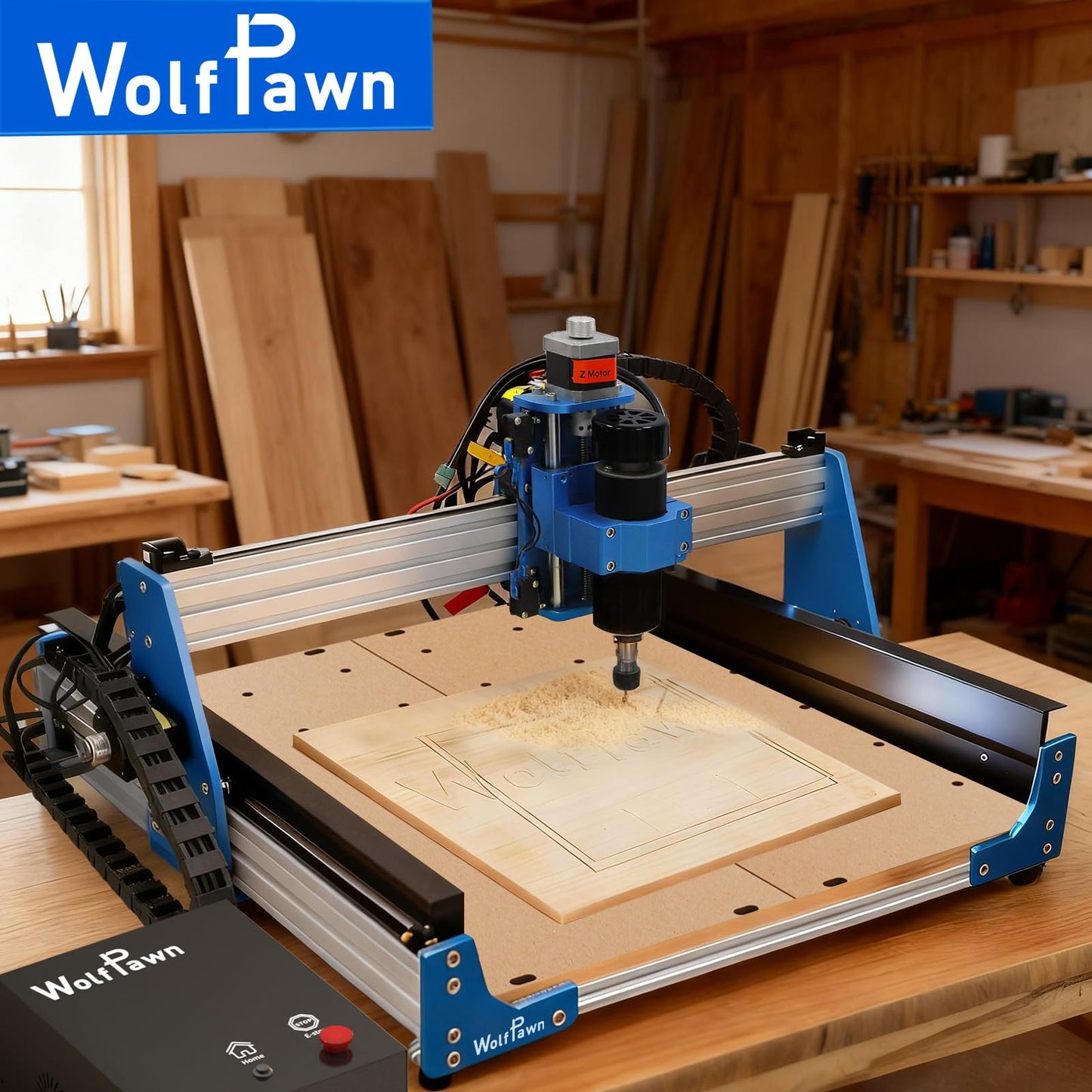 WolfPawn CNC Router Machine Desktop CNC 3 Axis, CNC Milling Machine for Metal Wood Acrylic, GRBL Control Engraving Machine with 500W Spindle,Machine Woodworking Industrial Application(4040 PRO)