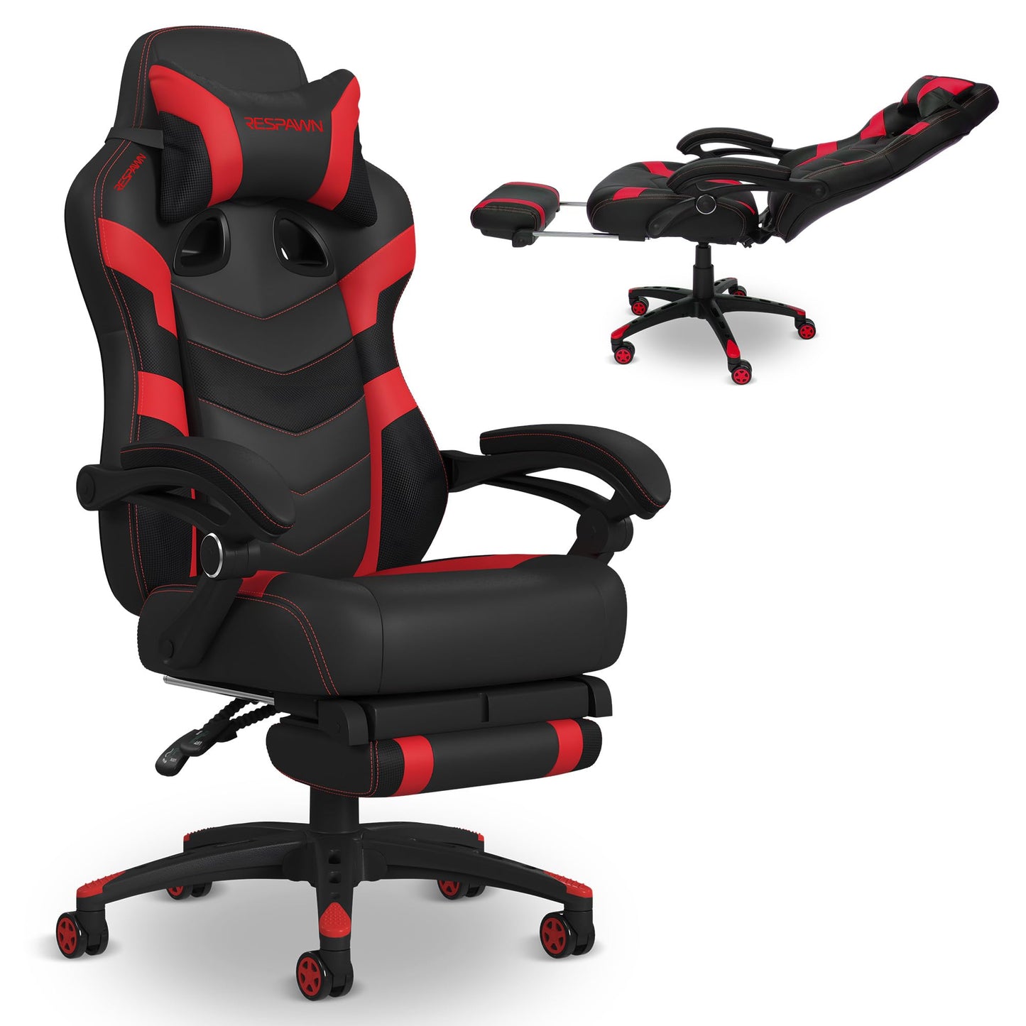 Respawn 110 Pro Ergonomic Gaming Chair with Footrest for Adults - Comfortable Office Gaming Recliner with Lumbar Support and Headrest, Racing Style Video Game Chairs for Computer Gamer - Red