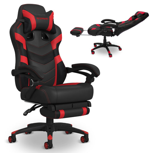 Respawn 110 Pro Ergonomic Gaming Chair with Footrest for Adults - Comfortable Office Gaming Recliner with Lumbar Support and Headrest, Racing Style Video Game Chairs for Computer Gamer - Red