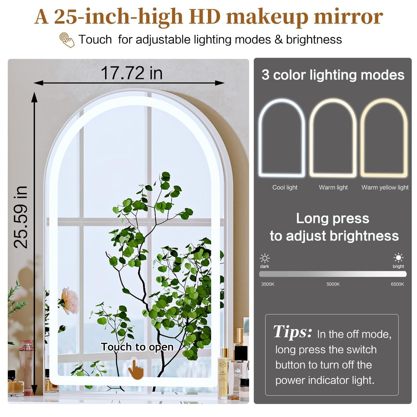 Ieejdn White,Vanity Desk with Mirror and Lights,Makeup Vanity with Power Outlet and Adjustable Cabinet,Modern Makeup Table with 3 Drawers for Bedroom Makeup Room