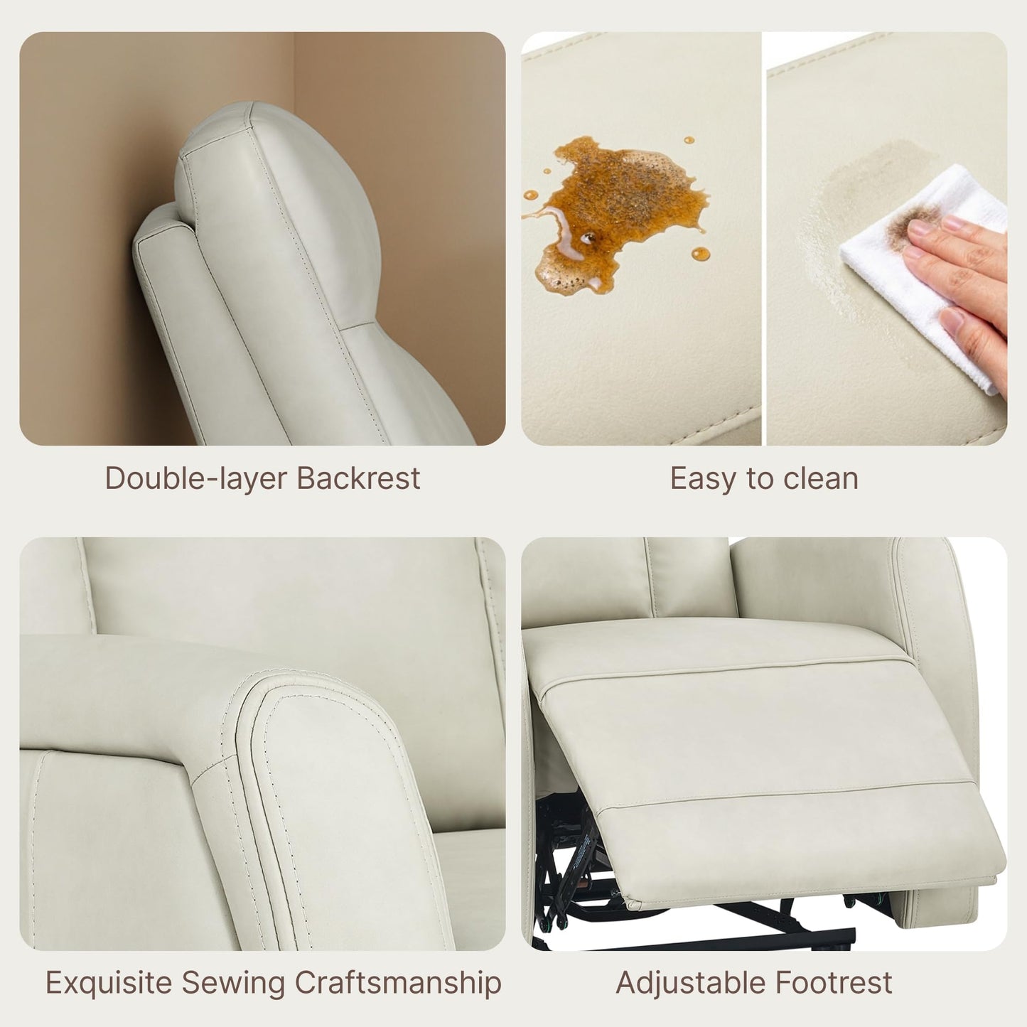 KISLOT Wall Hugger Power Recliner Chair with USB & Type-C Ports Faux Leather Recliner 135° Reclining Small Space Electric Sofa for RV Living Room Bedroom