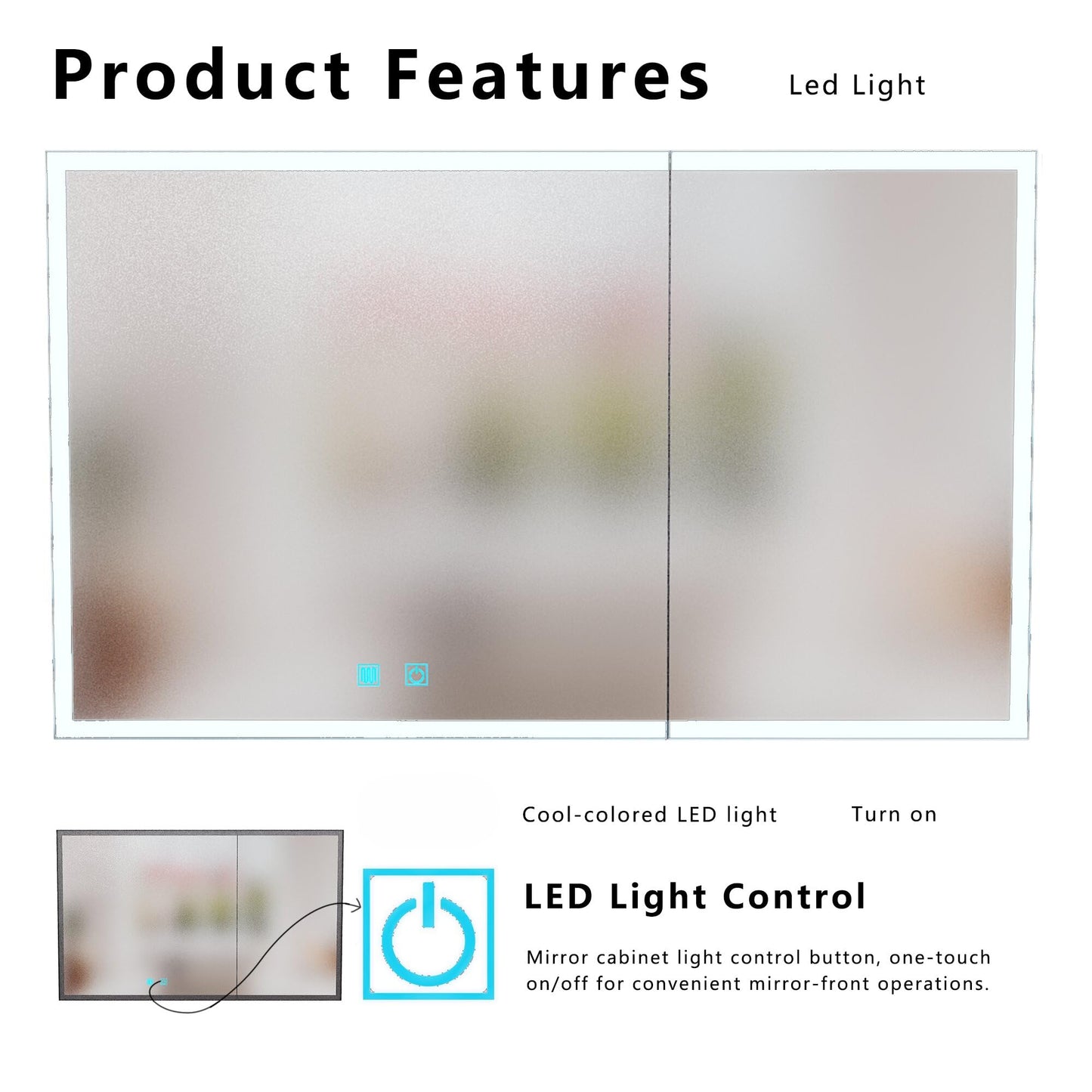 Lighted Medicine Cabinet with Mirror,Wall Mounted Bathroom Mirror with Storage,Anti-Fog,Two-Doors Bathroom Wall Cabinet with LED Lights, Dimmable,Easy to Install,39.37 x 23.62 Inch.