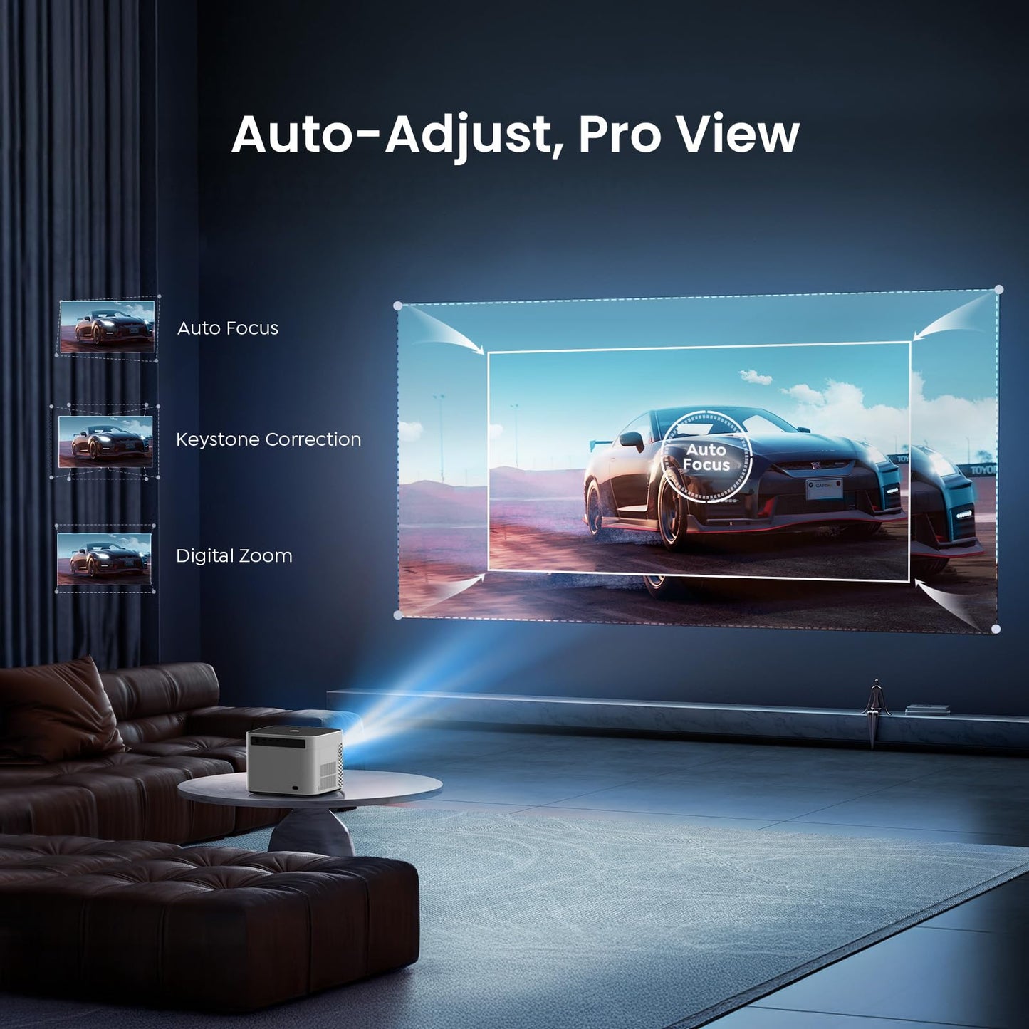 [Auto Focus & Keystone/4K Support] Yaber U11 Smart Projector with Built-in Apps & Wi-Fi 6, Dual Stereo Speakers, Bluetooth 5.0 | Instant Setup for Home & Outdoor Movies