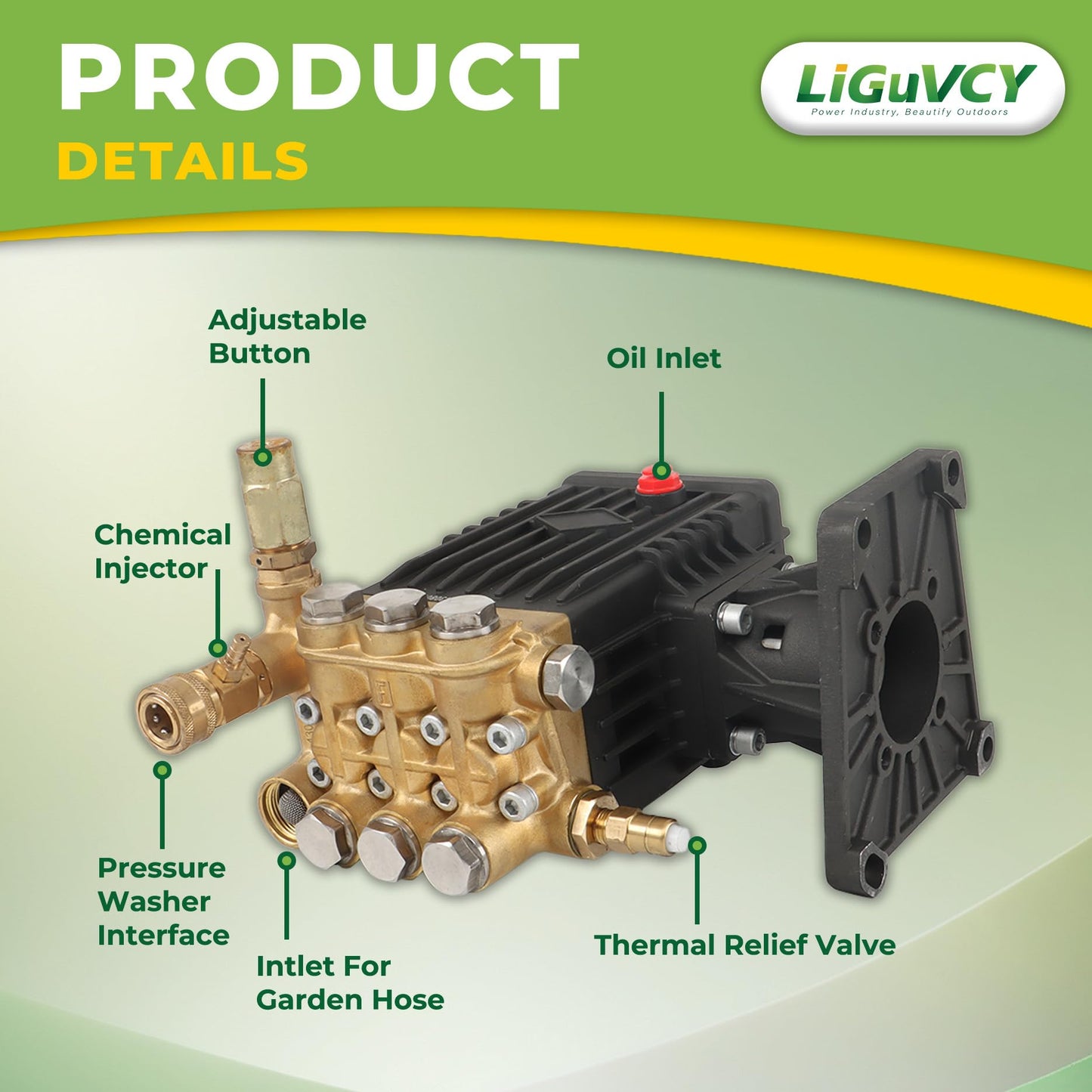 LiGuVCY 4 GPM 4400 PSI Washer Pump 1 Inch Shaft for Cleaning Indoor and Outdoor Walls, Roads, etc