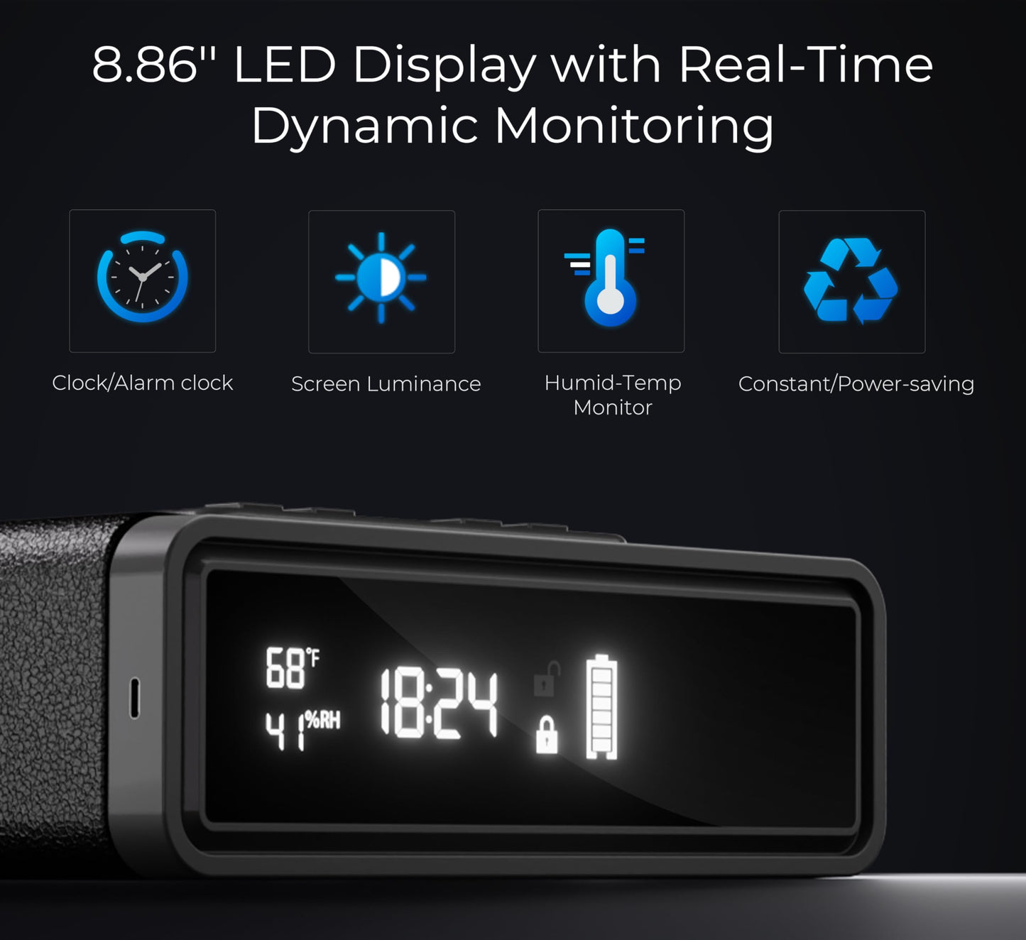 ORARAER Biometric Safe with Wireless Charging, 3 Access Methods to Unlock, Nightstand Drawer Safe LED Display with Humidity & Temp, Money Box for Cash and Valuables,Birthday Gifts for Men