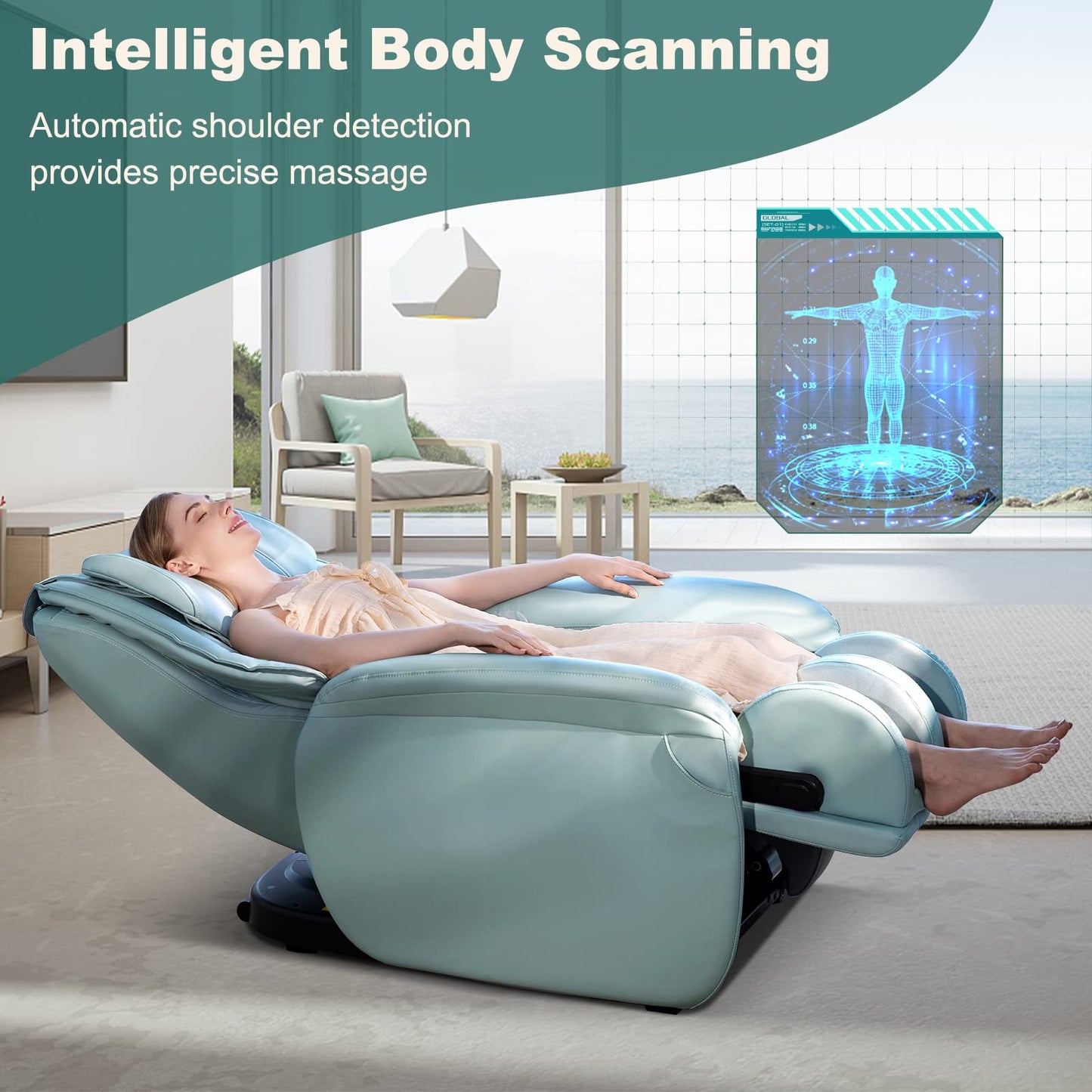 Giantex Full Body Massage Chair, Zero Gravity SL Track Electric Recliner with Reversible Footrest, Back Heater, Wheels & Pillow, Shoulder Detection, Calf Airbag, No Installation, Free Indoor Delivery