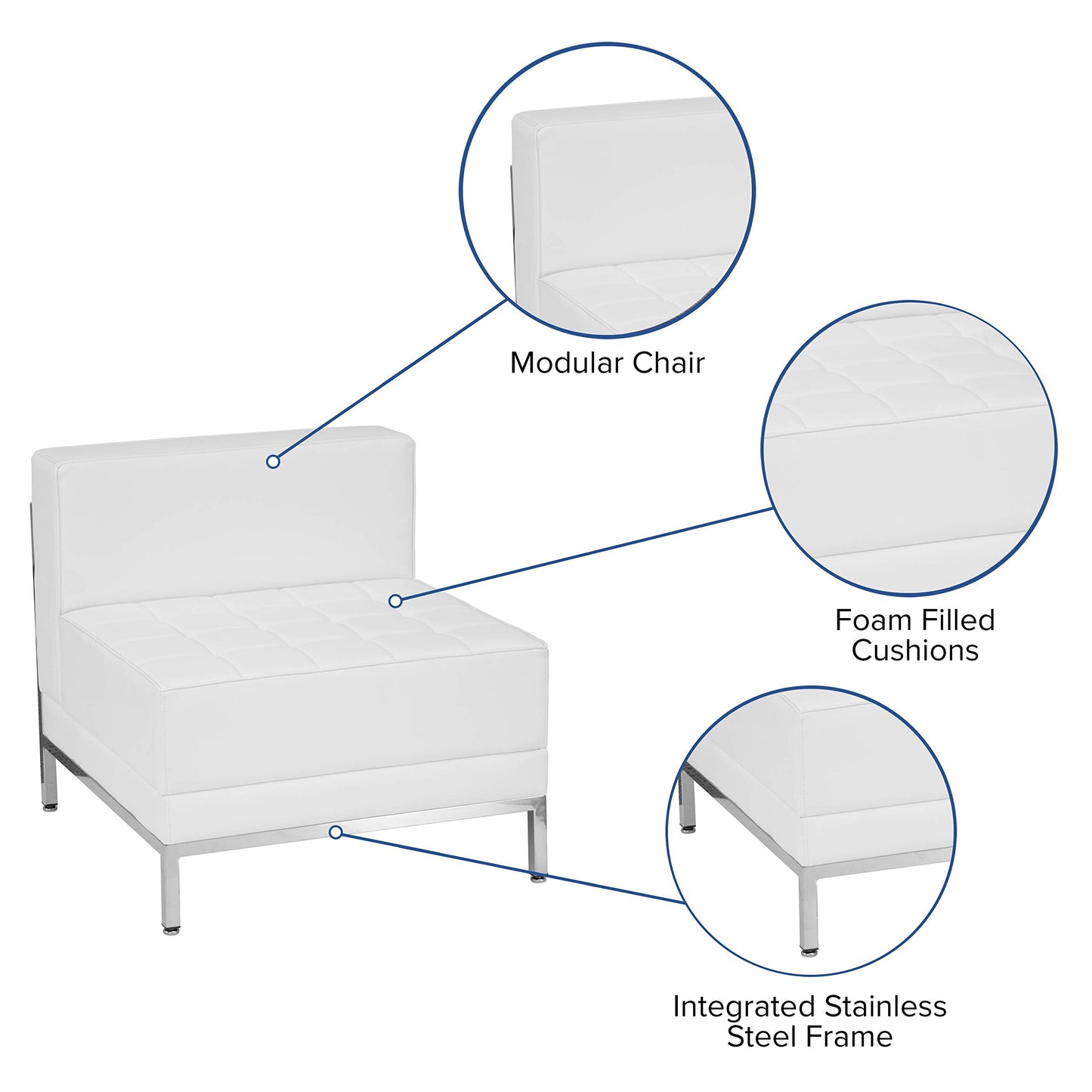 Flash Furniture HERCULES Imagination Series Contemporary White LeatherSoft Middle Chair