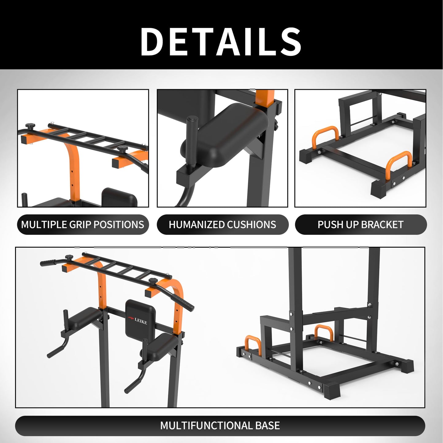leikefitness Multifunction Power Tower Exercise Equipment,Pull Up Dip Station,Height Adjustable for Home Gym Strength Training Fitness Equipment,Dip Stands,Pull Up Bars,Push Up Bars,VKR (Black)