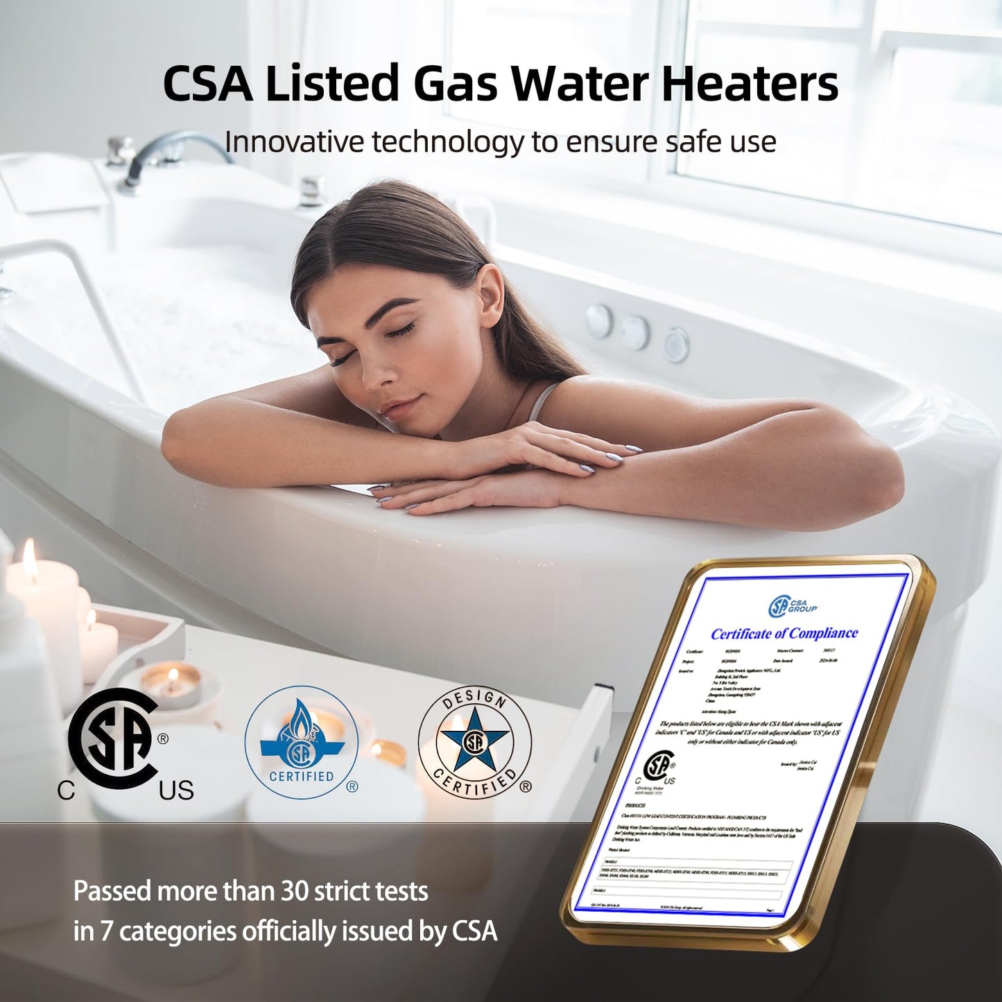 MIZUDO Natural Gas Tankless Water Heater Outdoor Installation Max 5.1 GPM 120,000 BTU CSA Certified Constant Temp High Power On Demand Hot Water Heater for Big Family Whole House, Gen 2