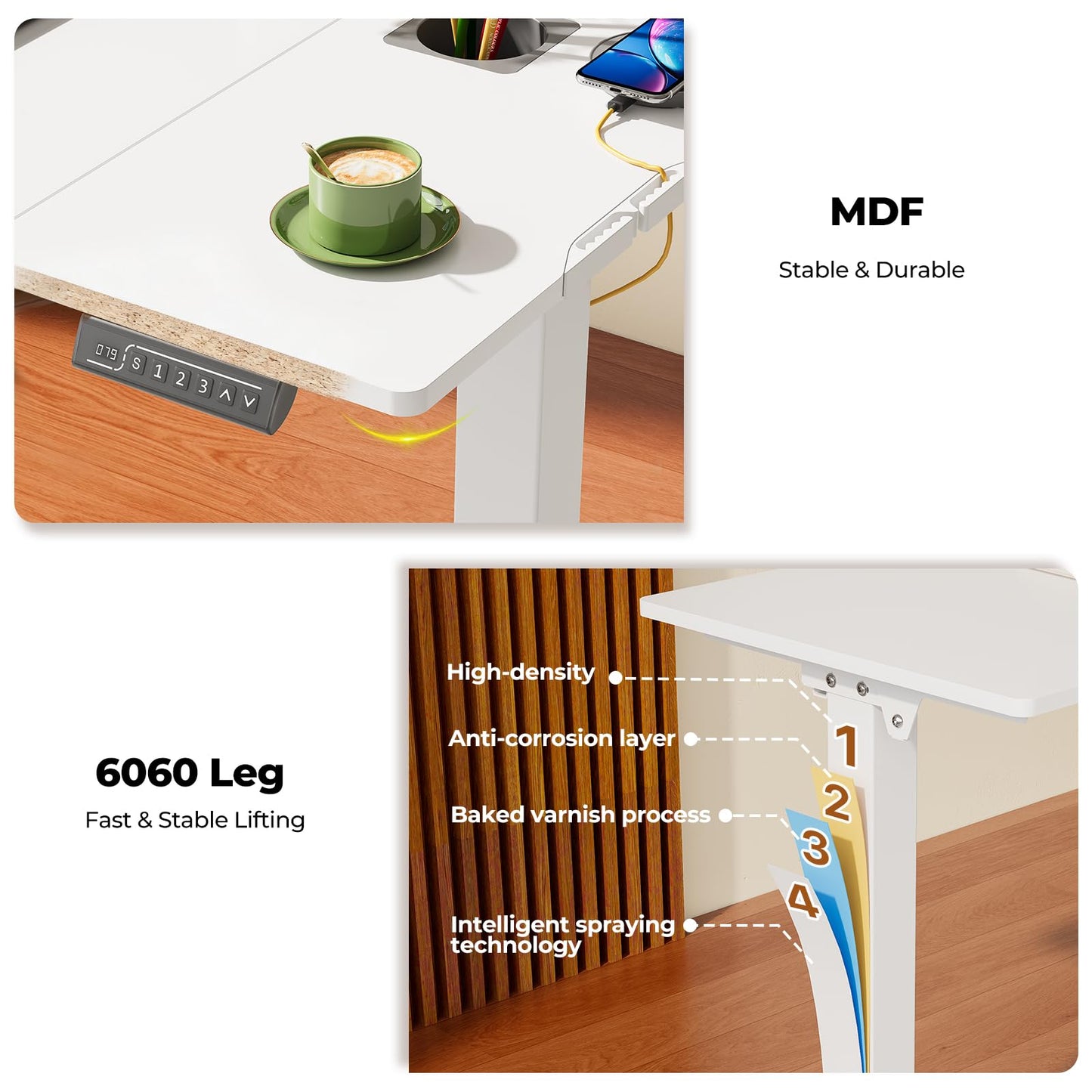 JOY worker Electric Drafting Table, 40×20" Height Adjustable Standing Art Desk, Drawing Workstation with 0‑90° Tiltable Surface, Cup Holder & Cable Management for Artist Craft Home Studio, White