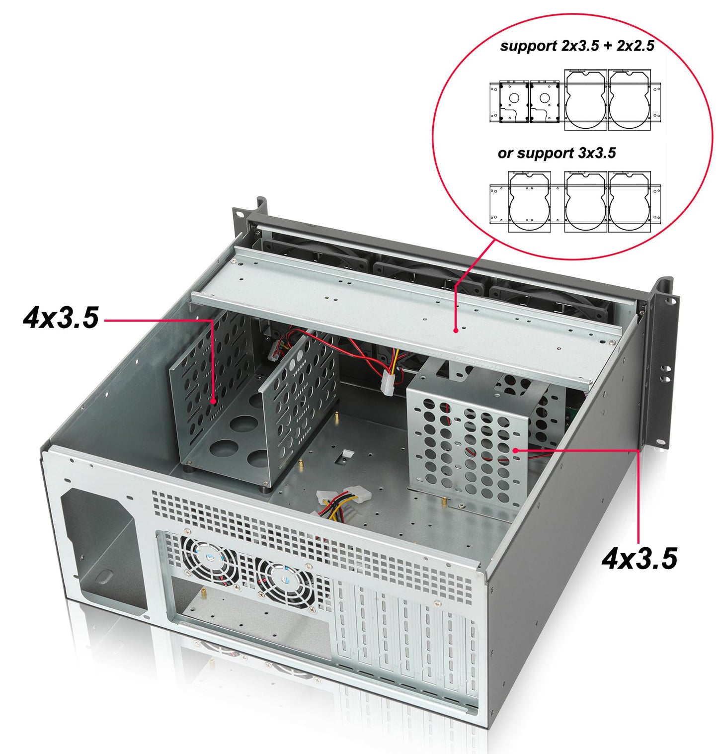 Rackchoice 4U Rackmount Server Chassis 8x3.5 + 3x3.5 or 2x3.5+2x2.5 Drive Bays EATX/ATX/MATX/Mini-itx Support