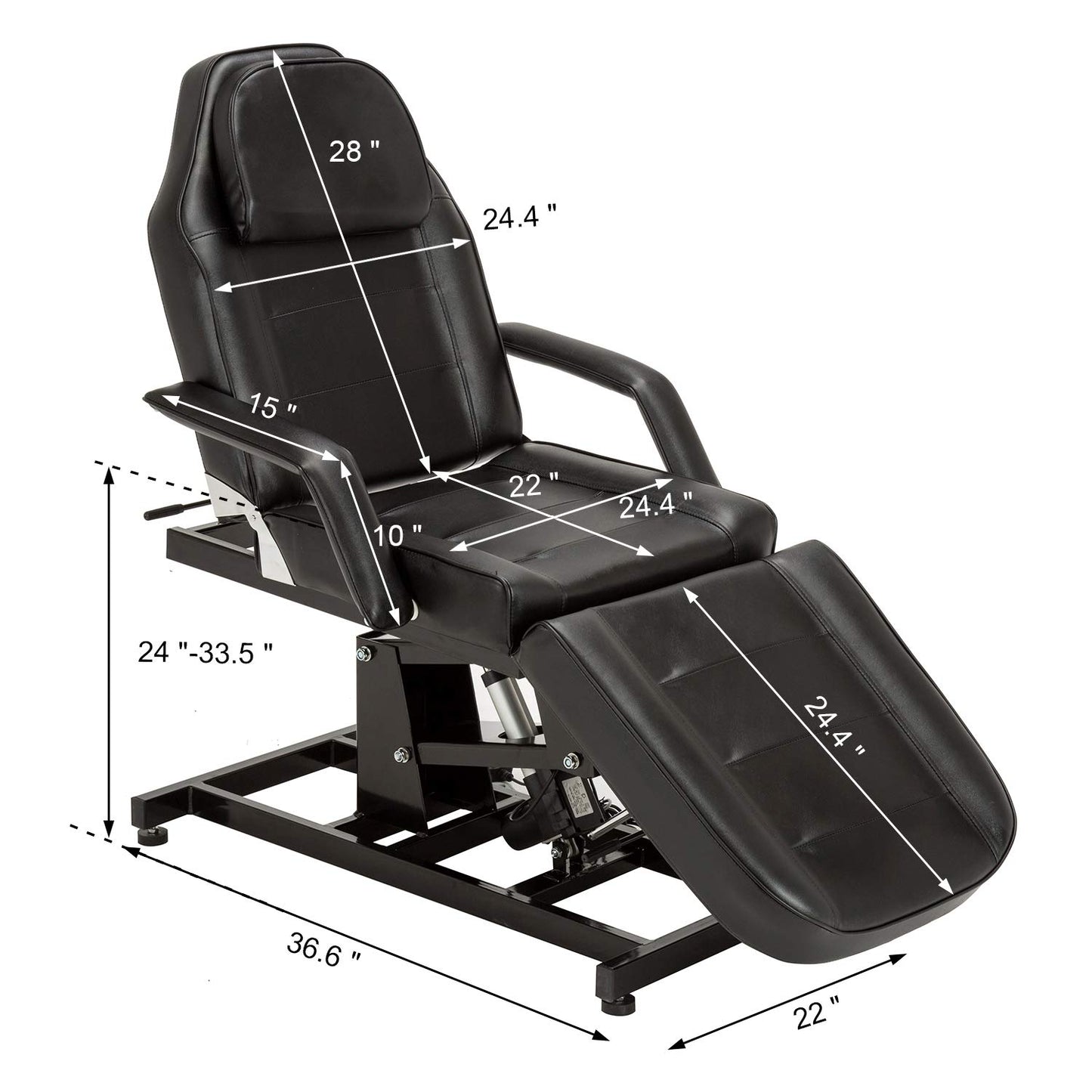 BarberPub Salon SPA Massage Bed Tattoo Chair Facial Adjustable Table Beauty Equipment 0100 (Black)