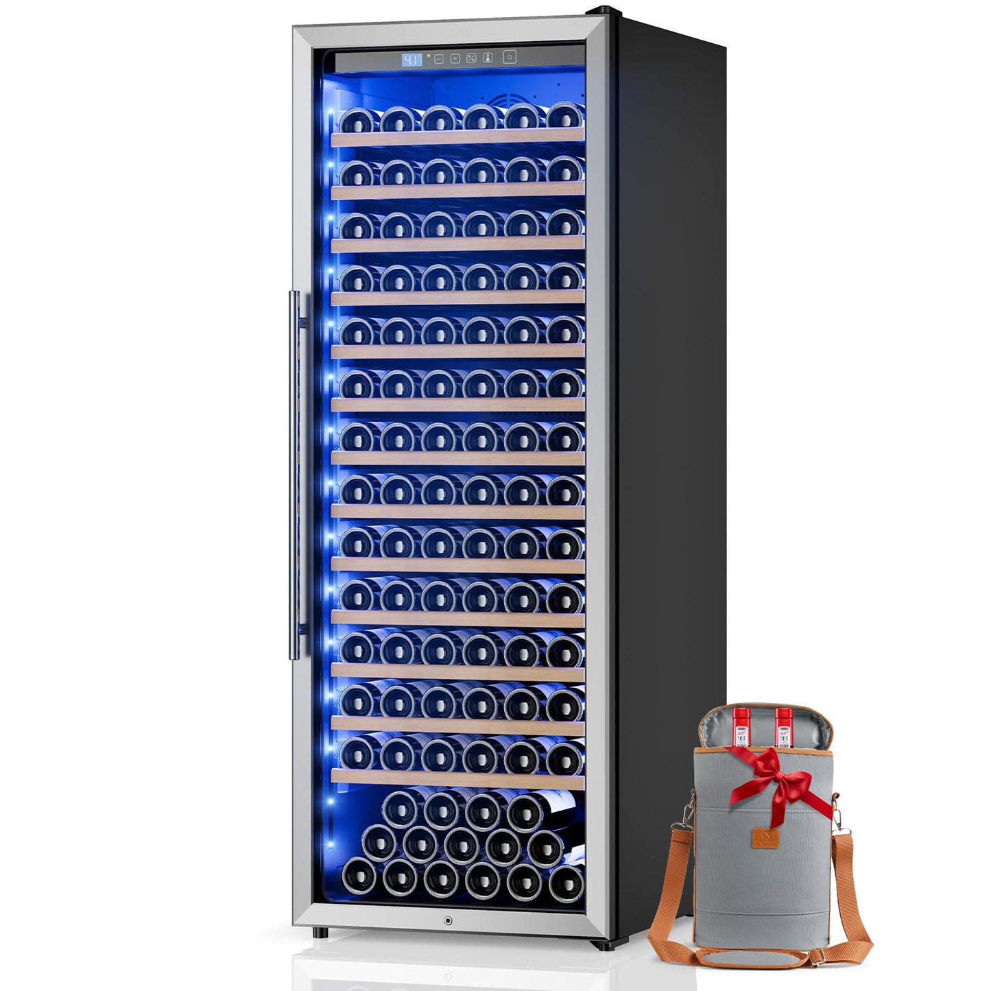 Vushine 158 Bottle Wine Fridge, 24 Inch Wine Cooler Refrigerator Freestanding with Professional Temperature Control System, Suitable for Mixed Bottle Sizes, Low Noise Operation (14.4cu.ft)
