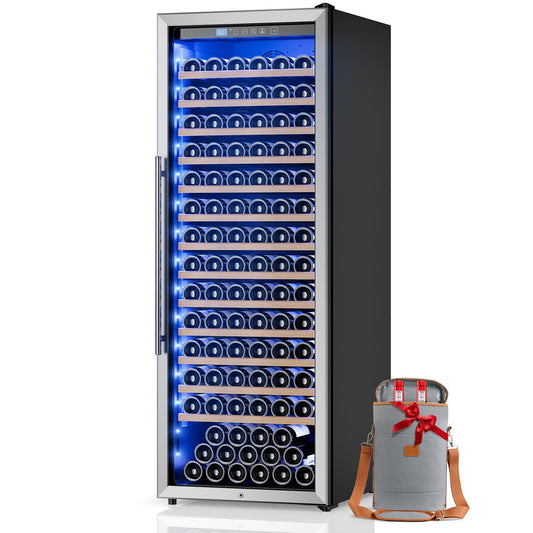 Vushine 158 Bottle Wine Fridge, 24 Inch Wine Cooler Refrigerator Freestanding with Professional Temperature Control System, Suitable for Mixed Bottle Sizes, Low Noise Operation (14.4cu.ft)