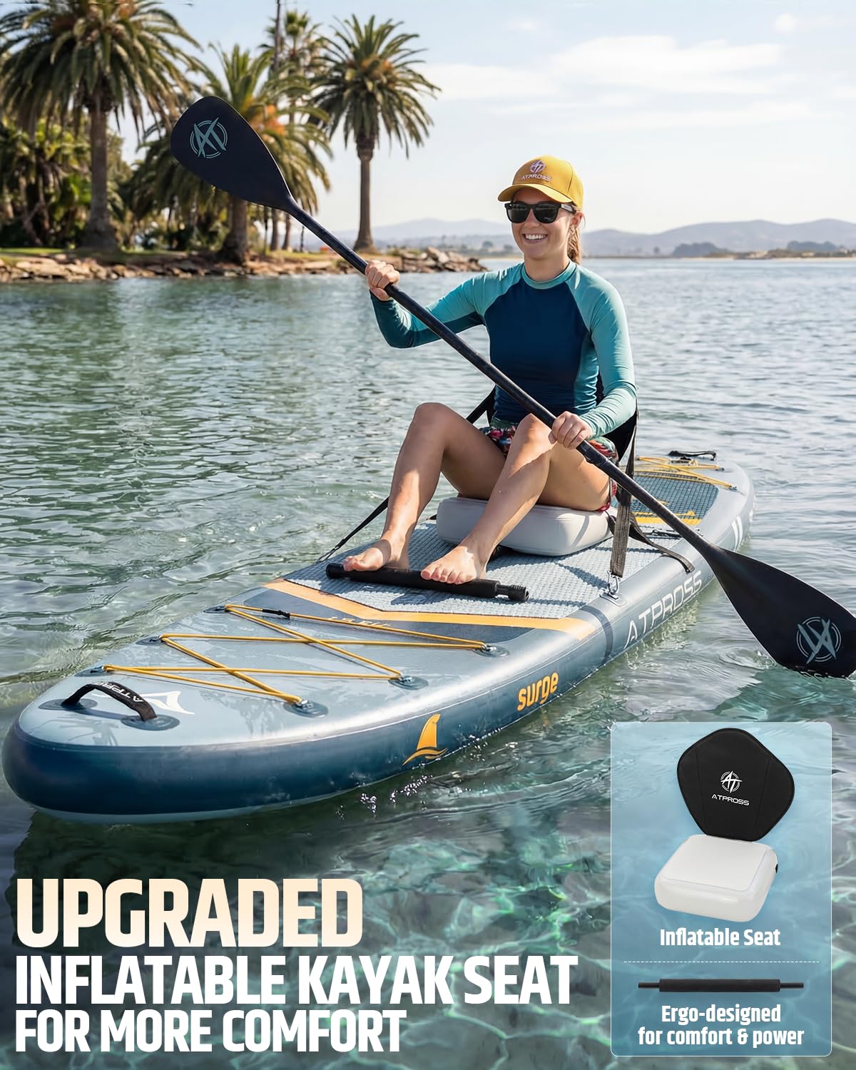 12'x36 Inflatable Paddle Board, 500lbs Extra Wide Stand Up Paddleboard for Adults with Blow Up Kayak Non-Slip Stable Deck Boat, Premium SUP Accessories Kit & Backpack, Tailored 5 Fins