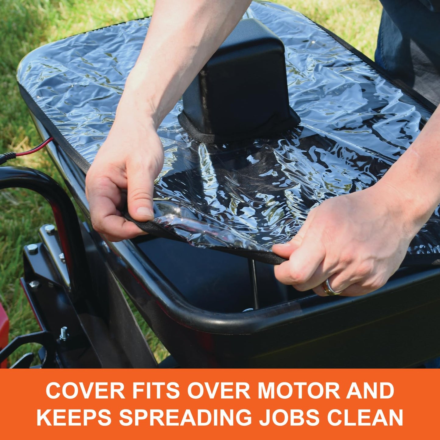Agri-Fab Zero Turn Mower Electric Spreader, 125 lb Hopper Capacity with 12V Motor and Up to 12 Ft Spread Width