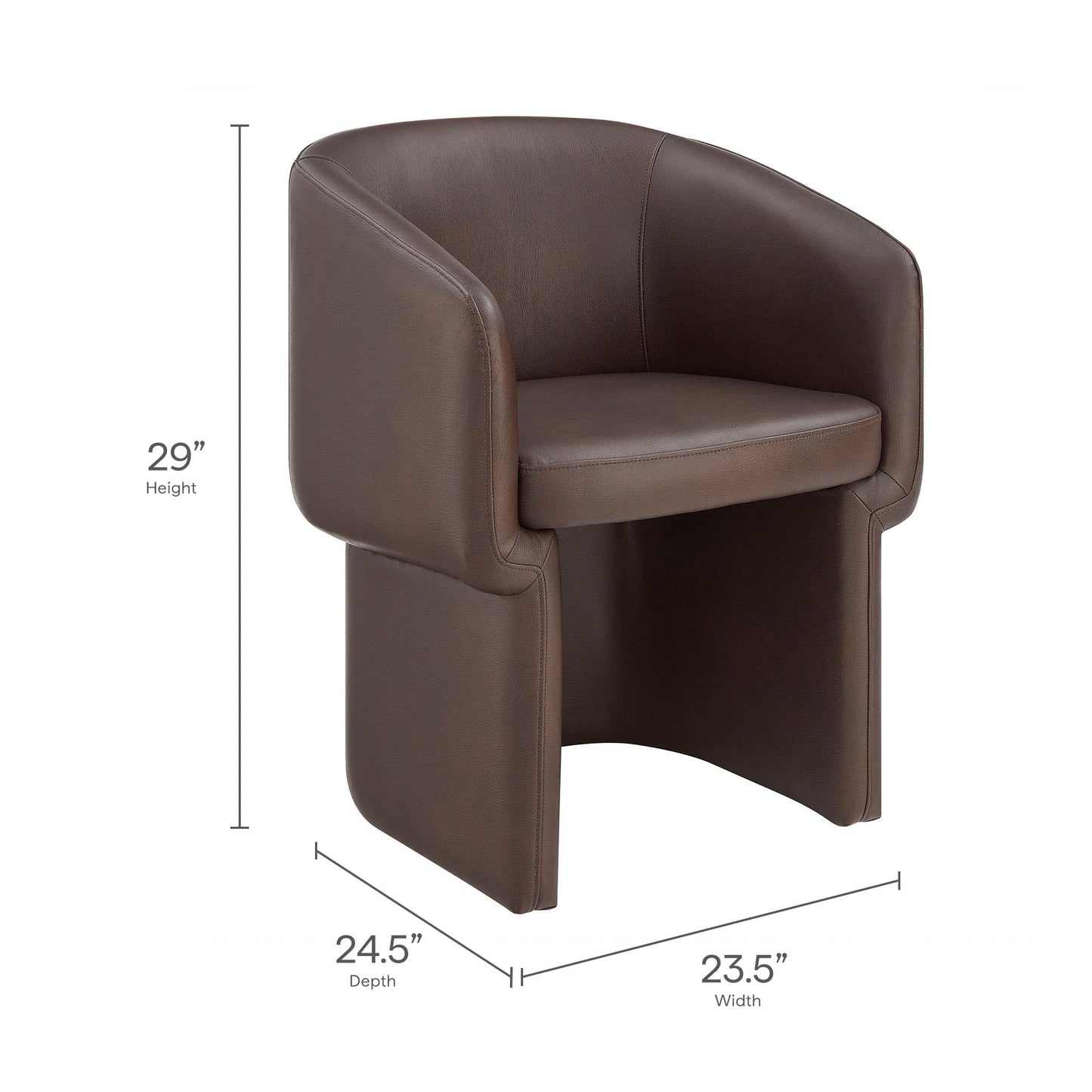 Modway Verity Vegan Leather Dining Chair with Rounded Back in Espresso – Upholstered Barrel Accent Chair with Armrests for Kitchen, Office, or Living Room