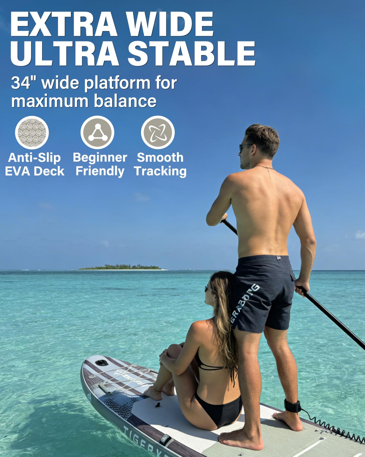 TIGERXBANG Inflatable Stand Up Paddle Board with SUP Board Accessories, Anti-Slip EVA Deck, 11' Paddleboard for Adults & Youth - All Skill Levels, Green