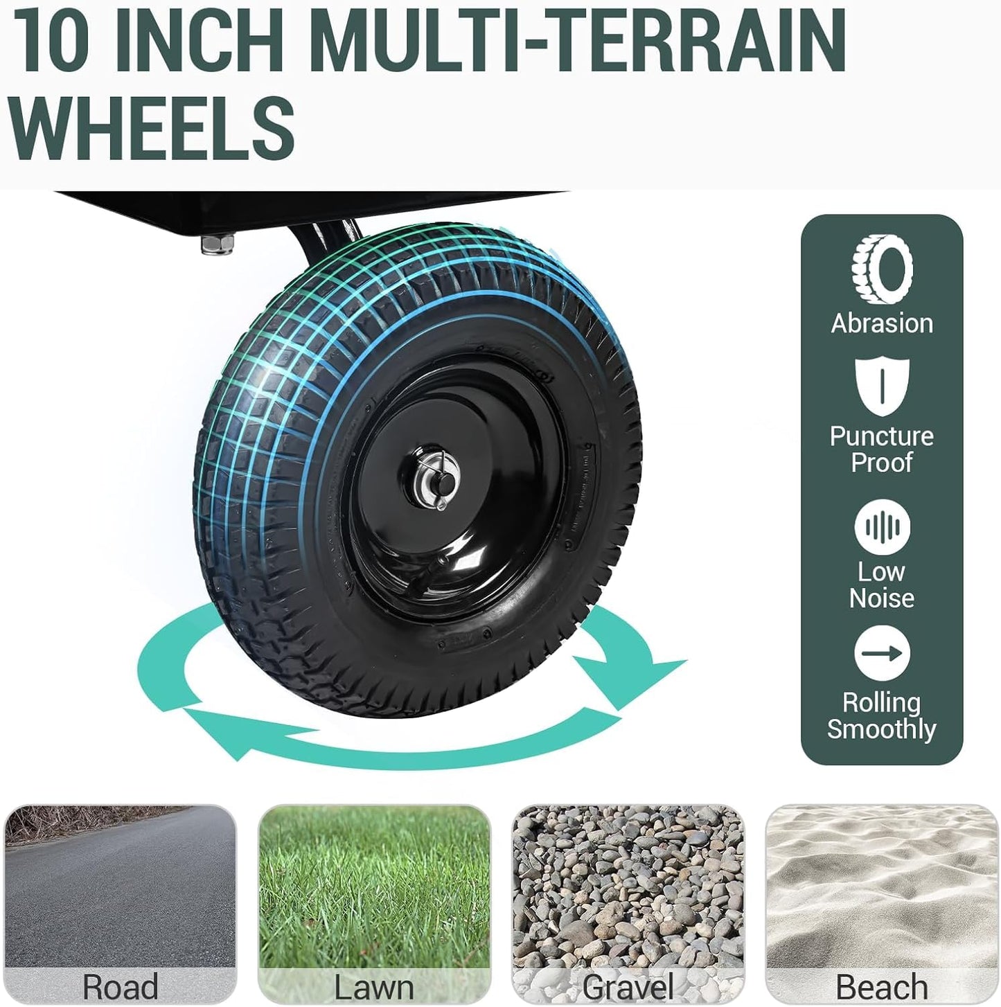 Taifa Heavy Duty Steel 1100 Lb Wagon Garden Carts with Removable Side Panels Turn Into Flatbed, All Terrain Utility Cart with 11.5" Tire, 180° Rotating Handle for Outdoor, Garden, Farm, Yard, Black