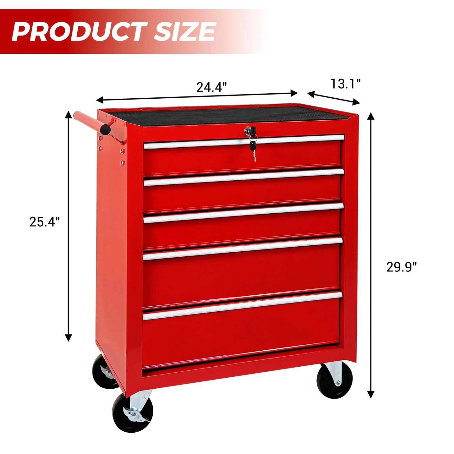 KEIKI 5-Drawer Rolling Tool Chest with Wheels & Lock