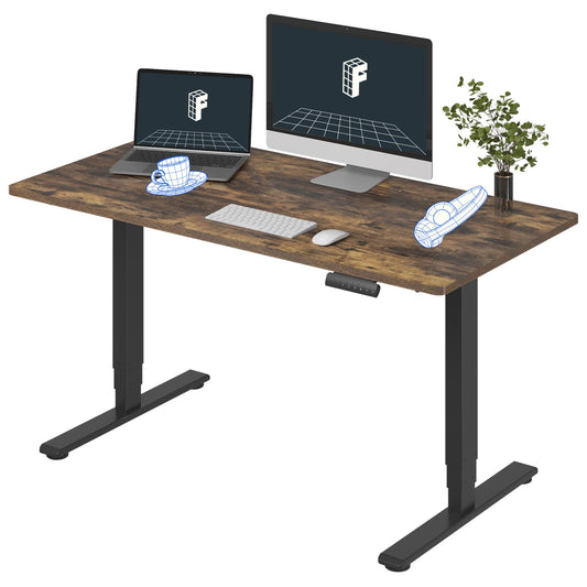 FLEXISPOT E6 3-Stage Dual Motor Electric Standing Desk 55 x 28 Sit Stand Up Desk, Holds 220 lbs, Adjustable Height w/Memory Presets, One-Piece Special Walnut Desktop & Black Frame, Ships in 2 Boxes
