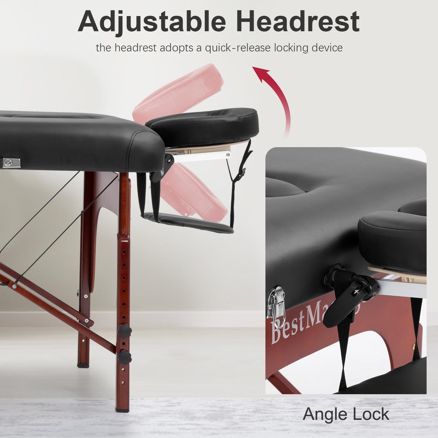 FDW Massage Bed Portable Massage Table 77" L 30" W 2" THK Lash Bed 2 Folding Height Adjustable PU Leather Spa Tables Foldable with Oxford Bag for Spa Footmassage Facial CareSpa Tattoo