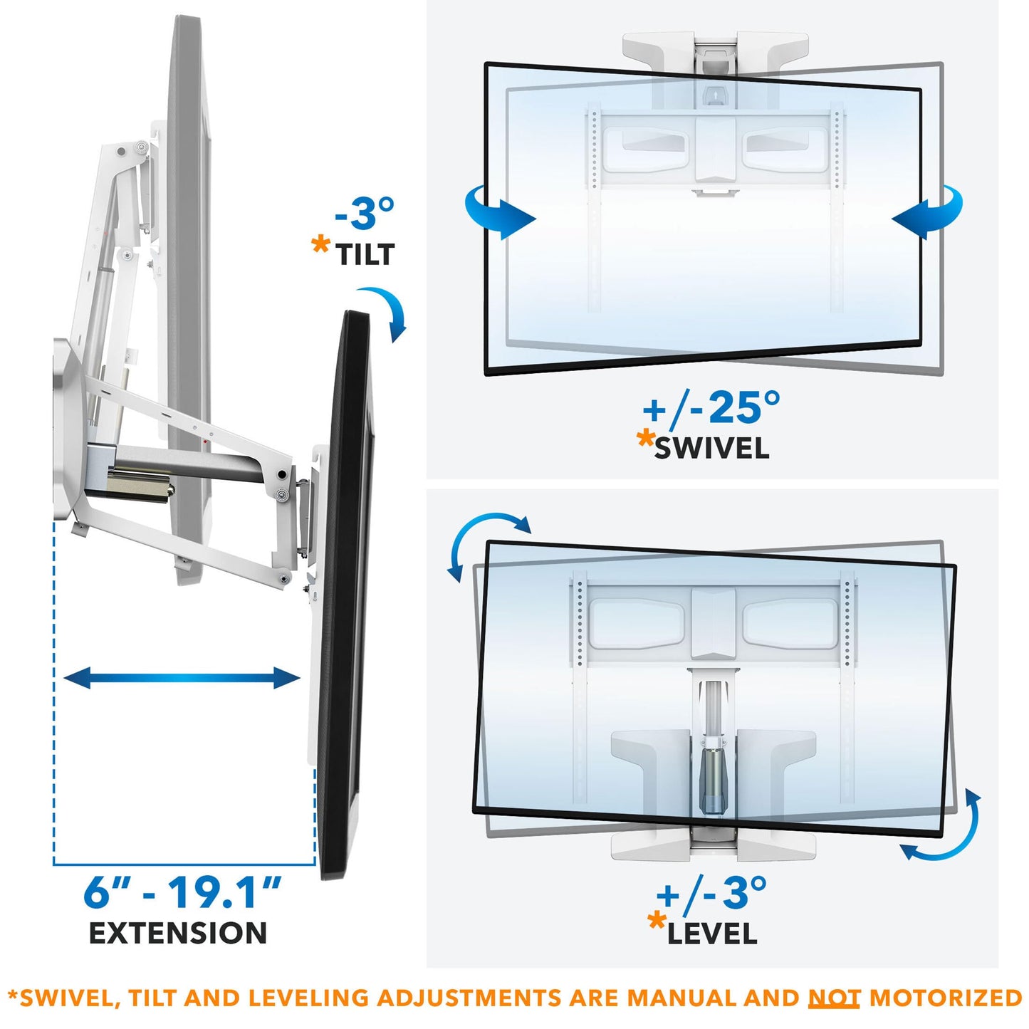 MOUNT-IT! Motorized Fireplace TV Wall Mount | Remote Control Electric Pull Down Mantel Mounting Bracket, Up to 77 Lbs Weight Capacity, Height Adjustable, Swivel, VESA 600x400 Compatible, White