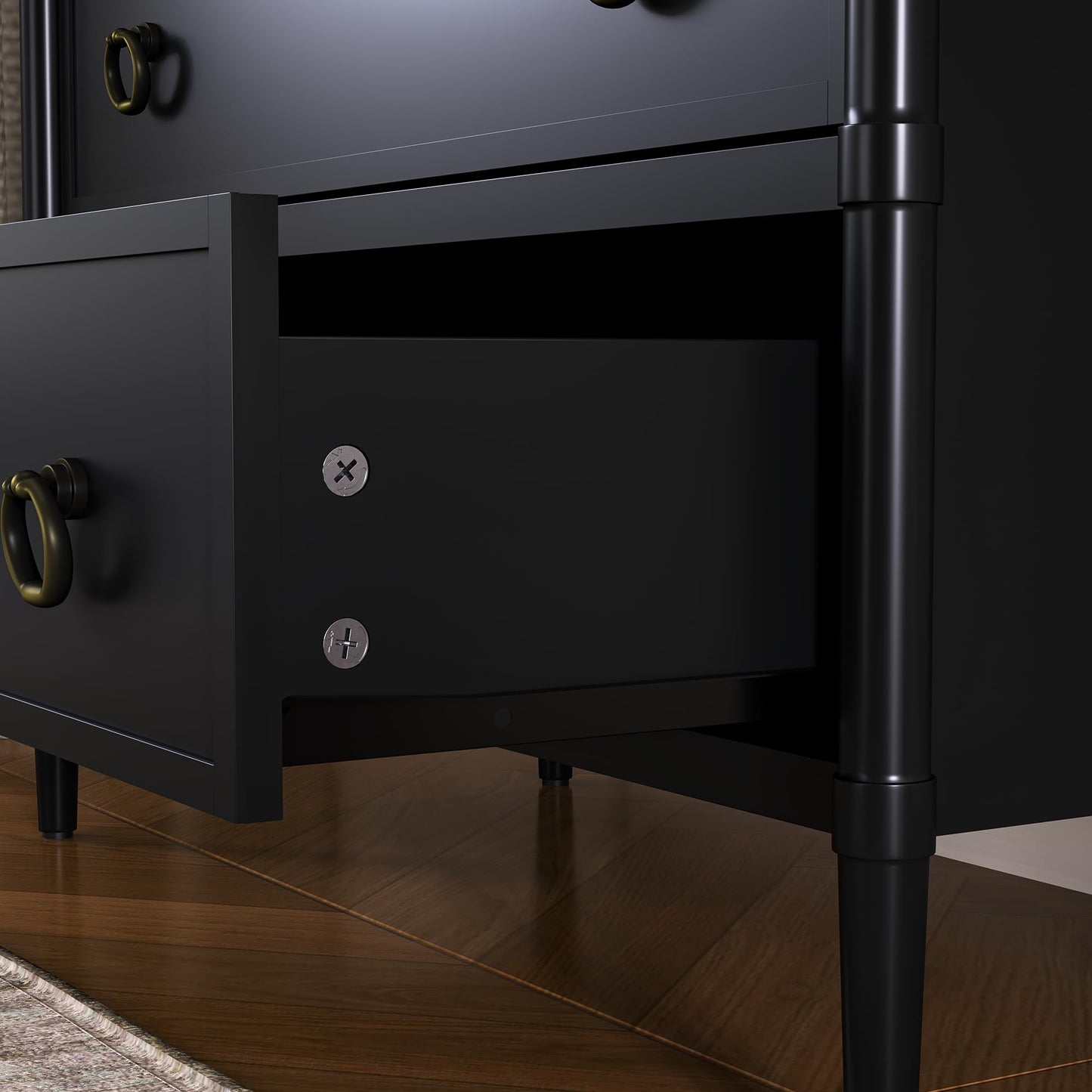 ZOSQUARE 3 Drawer Dresser, 32 Inch Wide Mid Century Chest of Drawers with Metal Handles, Storage Dresser for Bedroom, Nursery, Living Room, Dorm (Black)