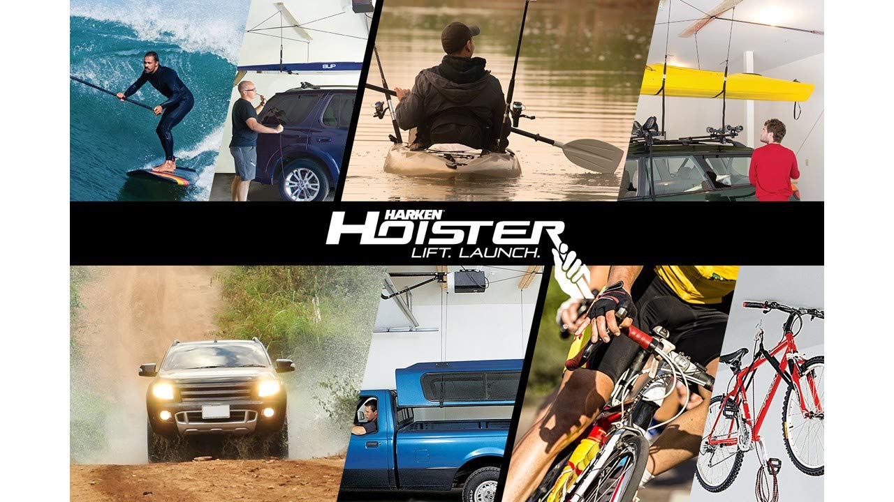 HARKEN Hoister Heavy Cargo Carrier Overhead Garage Storage 4-Point Hoist System for 145lb Carriers, Boxes, Kayaks, Canoes (145lb max load,10ft.Ceiling), Model 7803