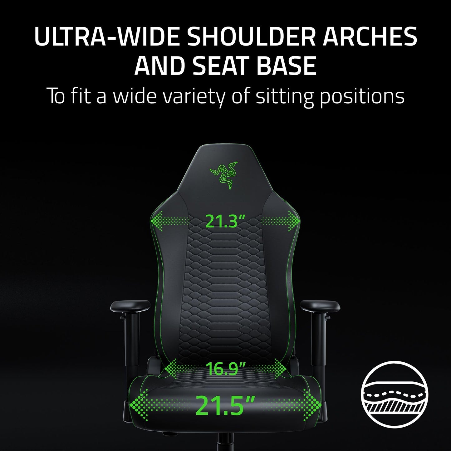 Razer Iskur V2 X NewGen Ergonomic Gaming Chair — Built-in Lumbar Support, Cooltouch Gen-2 EPU Leather, Ultra-Wide Seat Base, Adjustable 152 Degree Recline, Foam Cushions — Black/Green