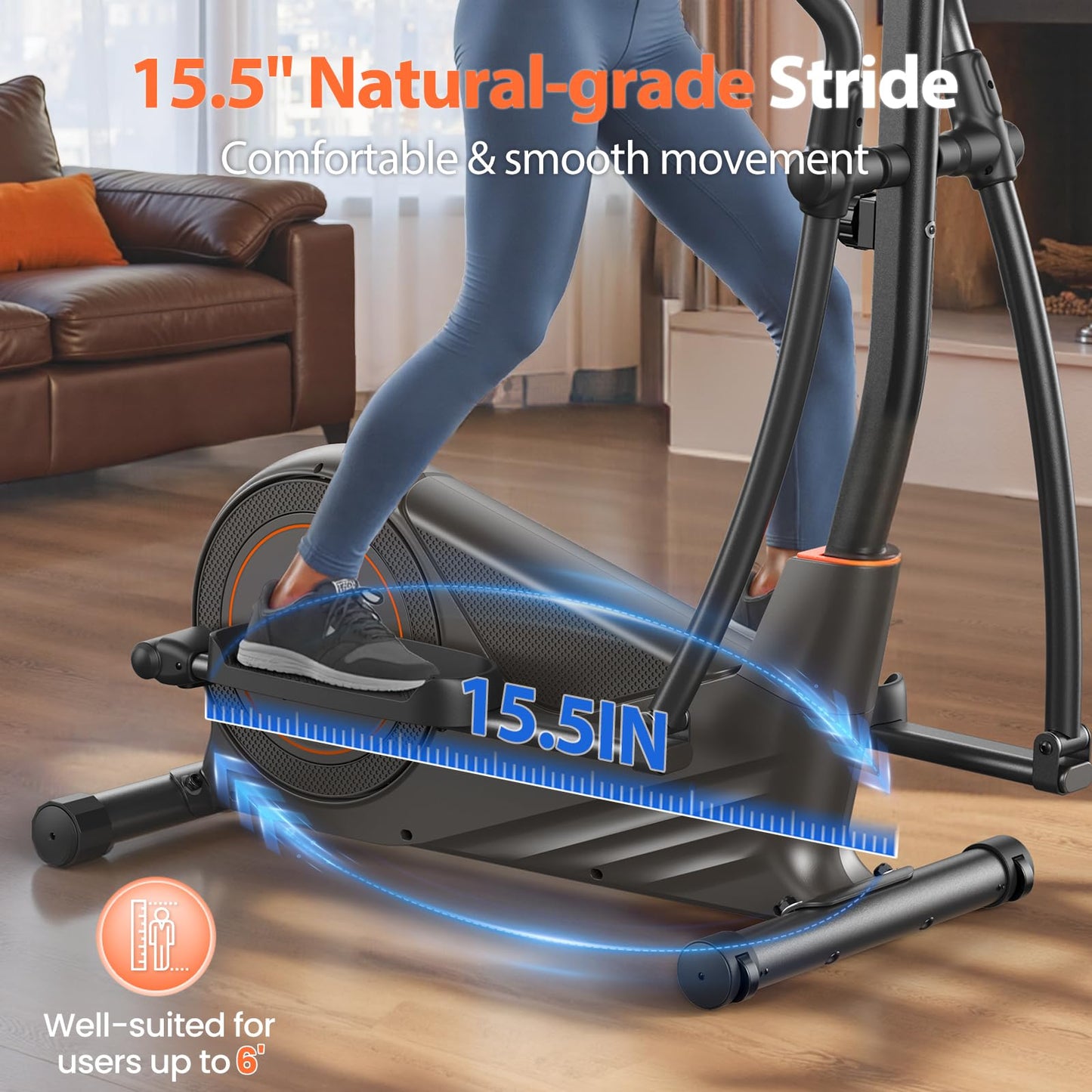Niceday Elliptical Exercise Machine, Elliptcal Machine for Home, 15.5IN Stride Elliptical Machine, Elliptcal Training Machine with 16 Level Resistance, 400LBS Loading Capacity