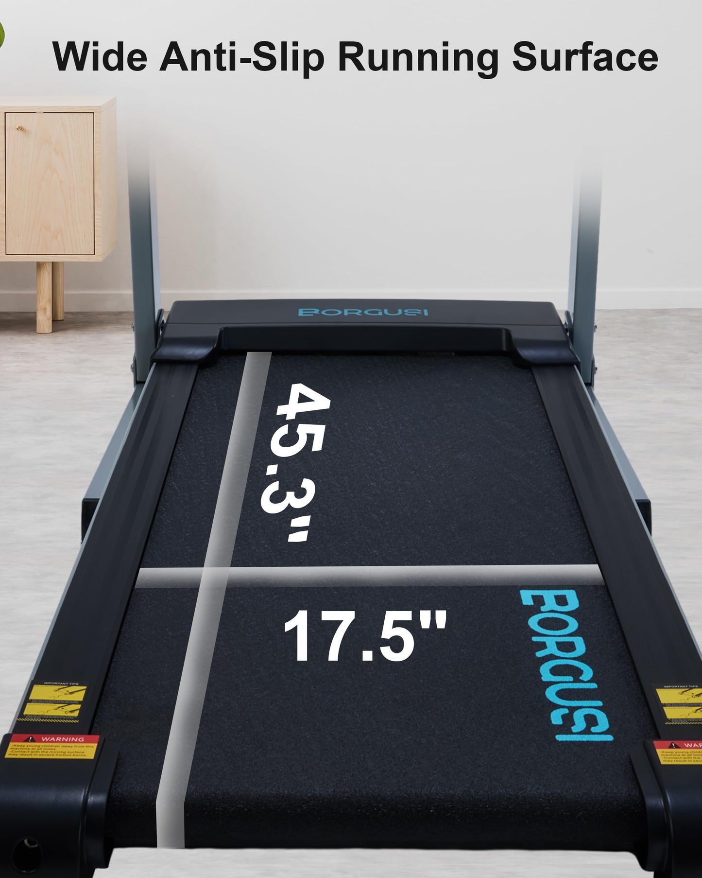 BORGUSI Auto Incline Treadmill with 300 LBS Capacity, 3HP Folding Electric Treadmills for Home, Running Machine with 17.5 Wide Belt, Shock Absorption, 36 Preset Programs, Bluetooth Speaker, Grey